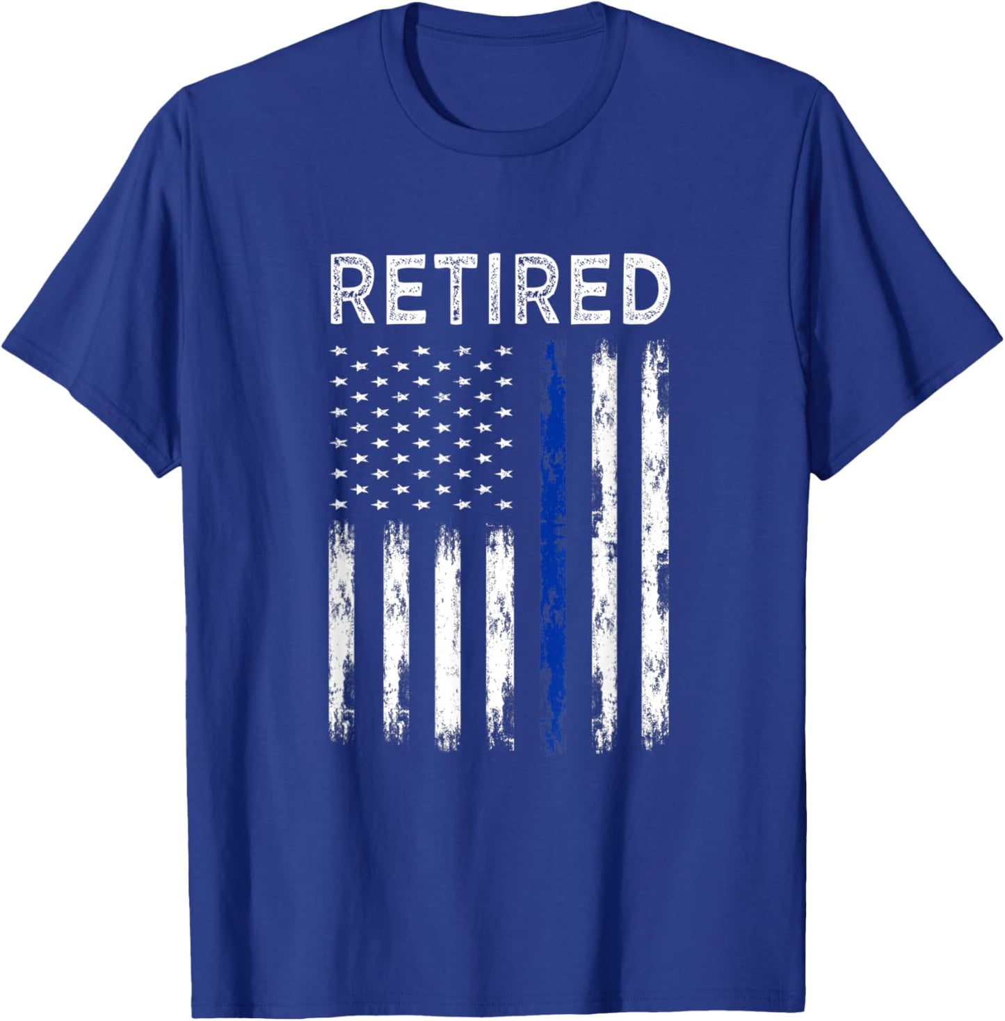 Retired Police officer with American Flag T-Shirt - T-Shirt | Royal