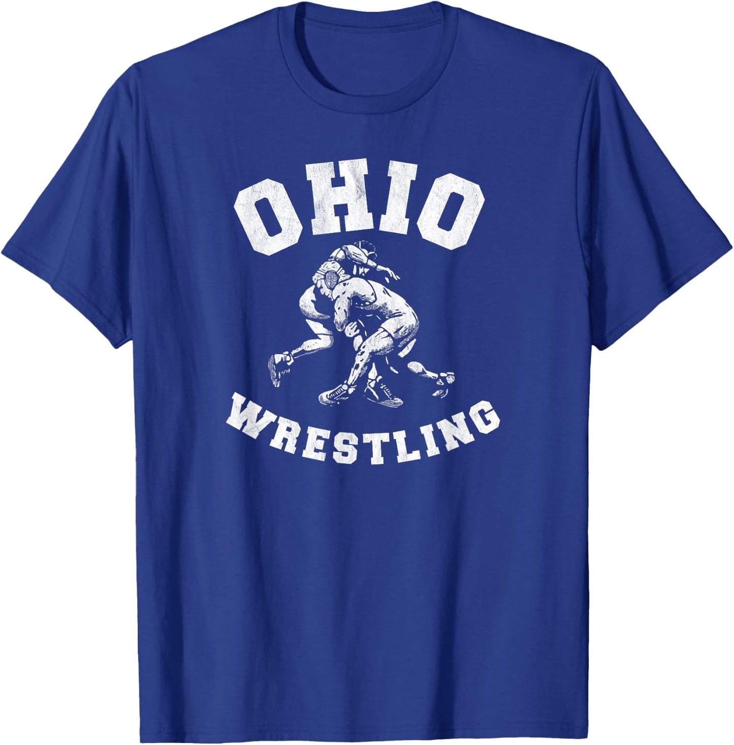 Ohio Wrestling 80s Distressed Retro Freestyle Wrestlers T-Shirt - T-Shirt | Royal