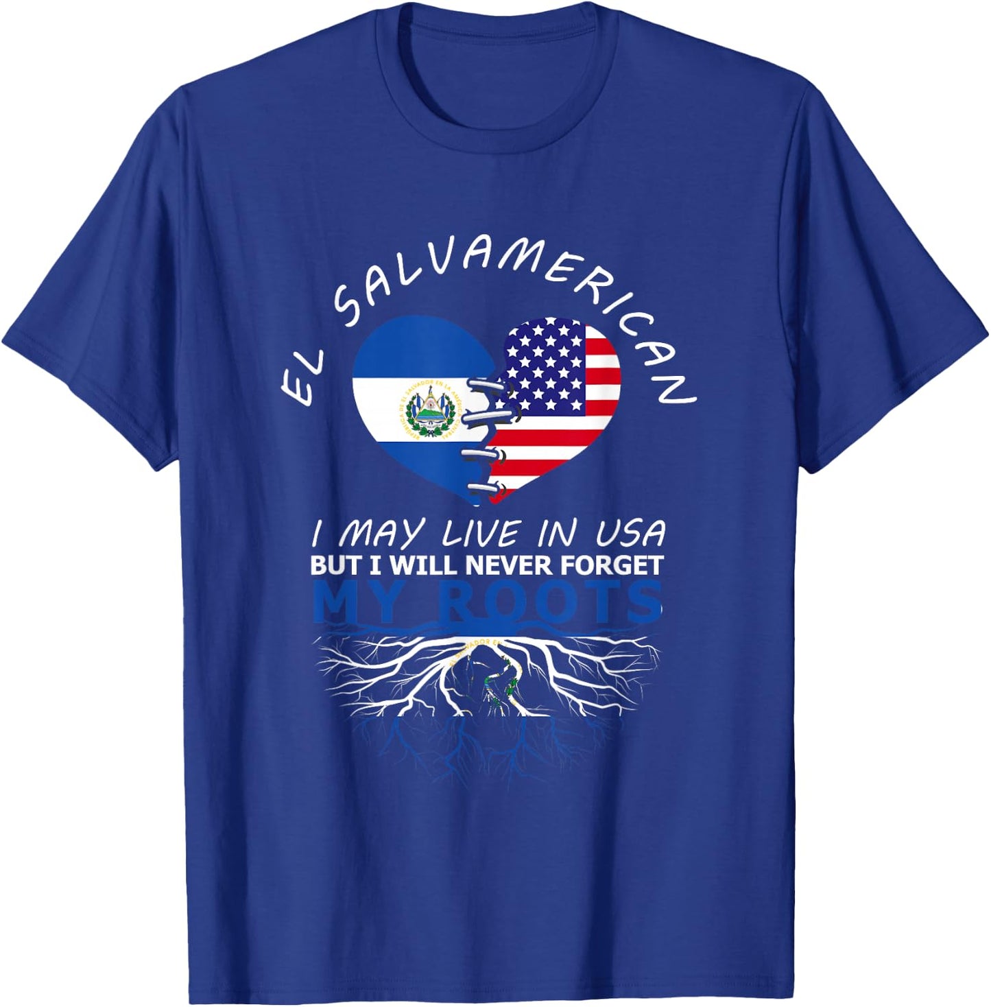 El Salvador USA Proud of Both Countries El Salvamerican T-Shirt - T-Shirt | Royal