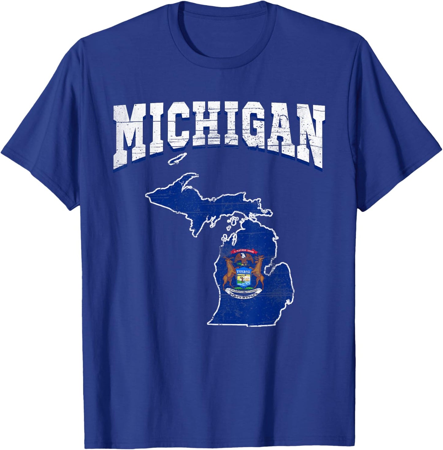 US Citizen Proud America State Flag Land Map Michigan T-Shirt - T-Shirt | Royal