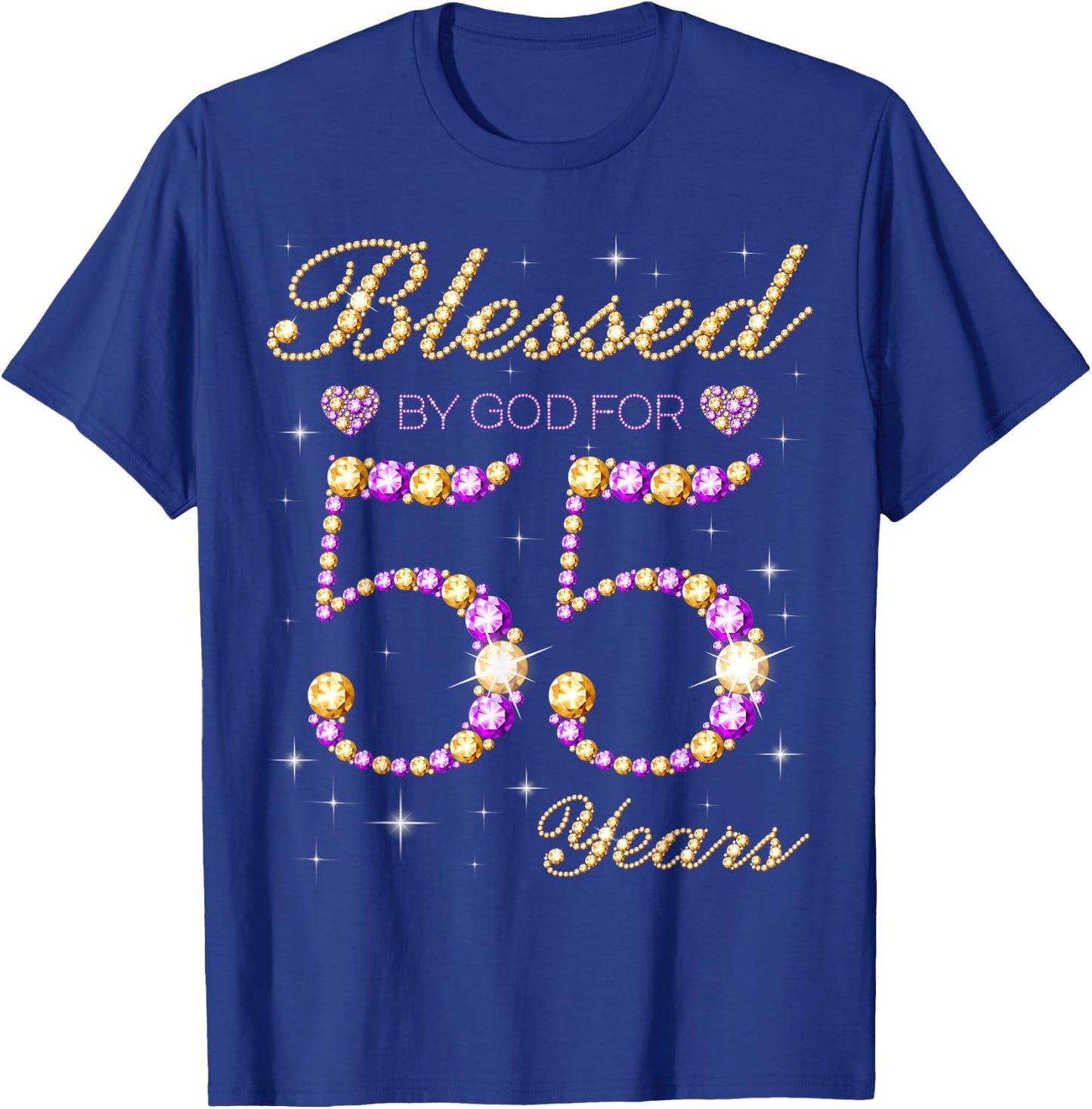 Blessed By God For 55 Years Old Birthday Party Cute Bday T-Shirt - T-Shirt | Royal