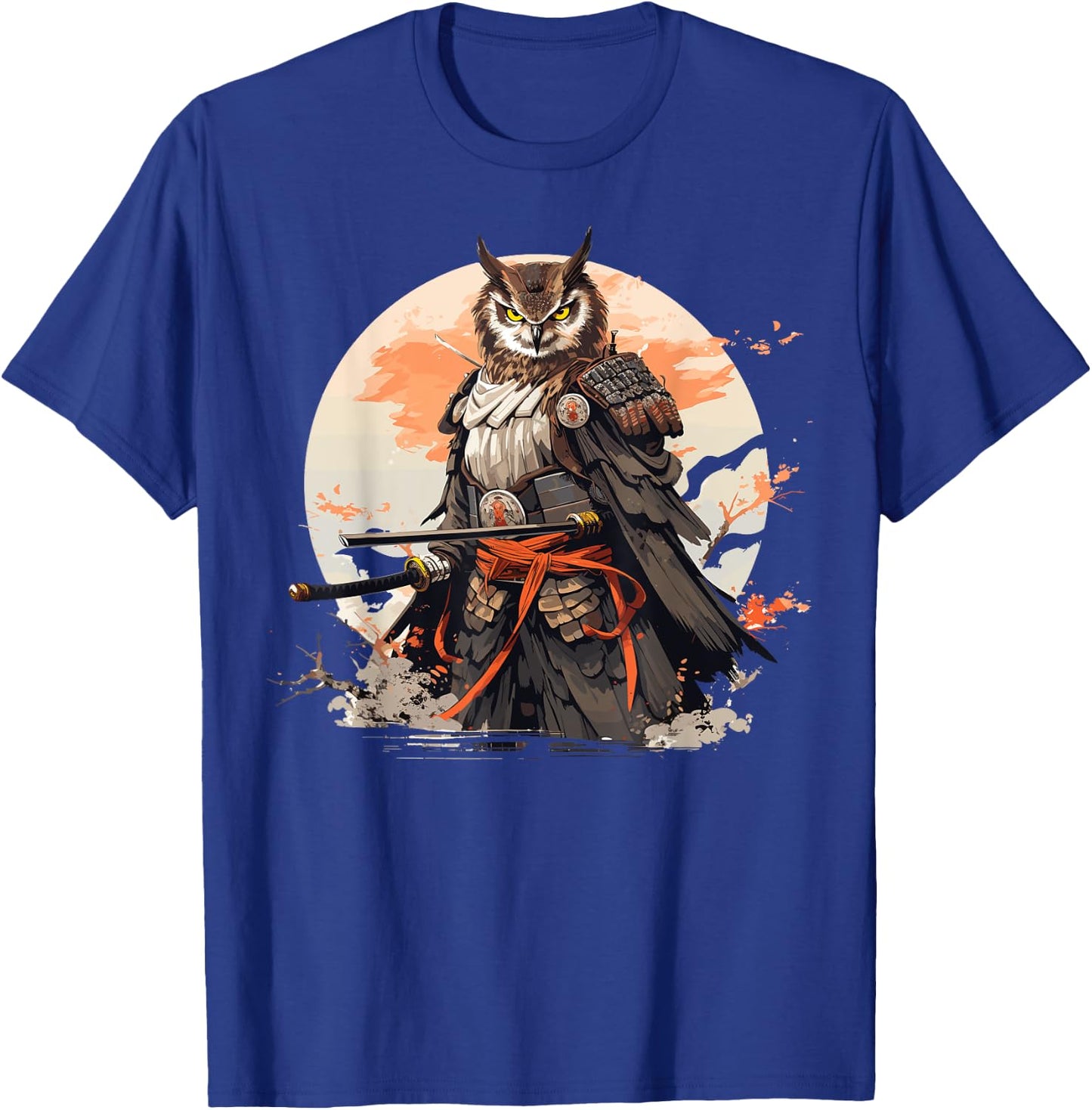 Samurai Owl Warrior Japanese Ninja Bird Owl Kawaii T-Shirt - T-Shirt | Royal