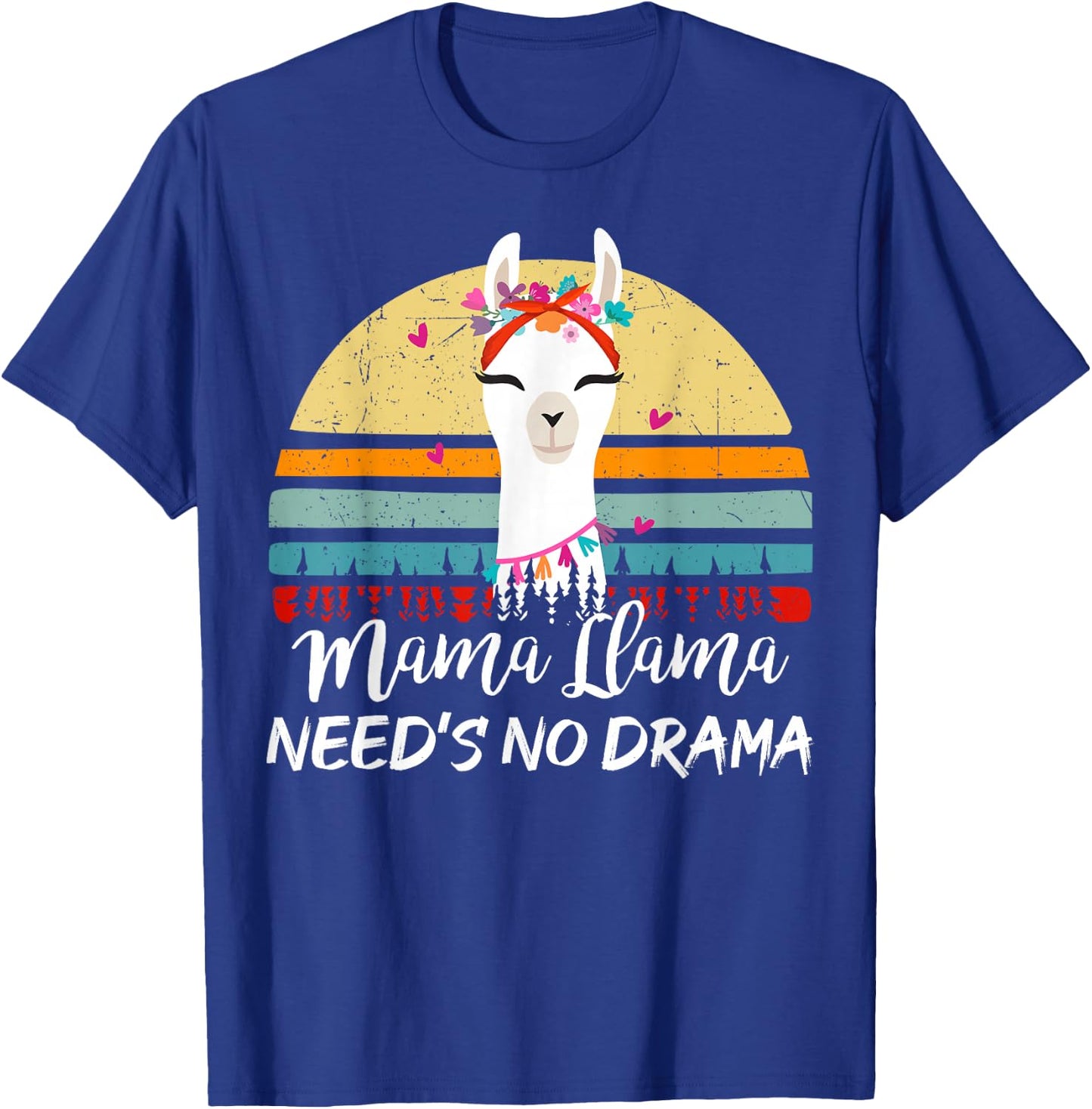 Funny Mama-Llama Needs No Drama Women Llama Mom Mothers Day T-Shirt - T-Shirt | Royal