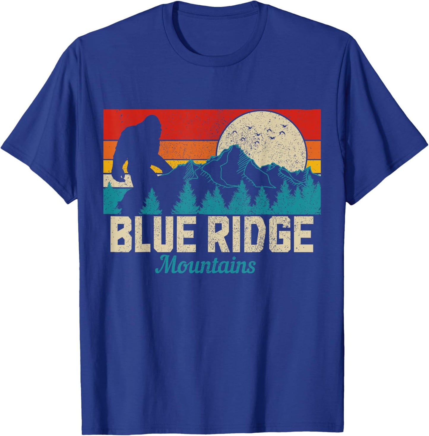 Blue Ridge Mountains Bigfoot Vintage Hiking Hunter Hiker T-Shirt - T-Shirt | Royal
