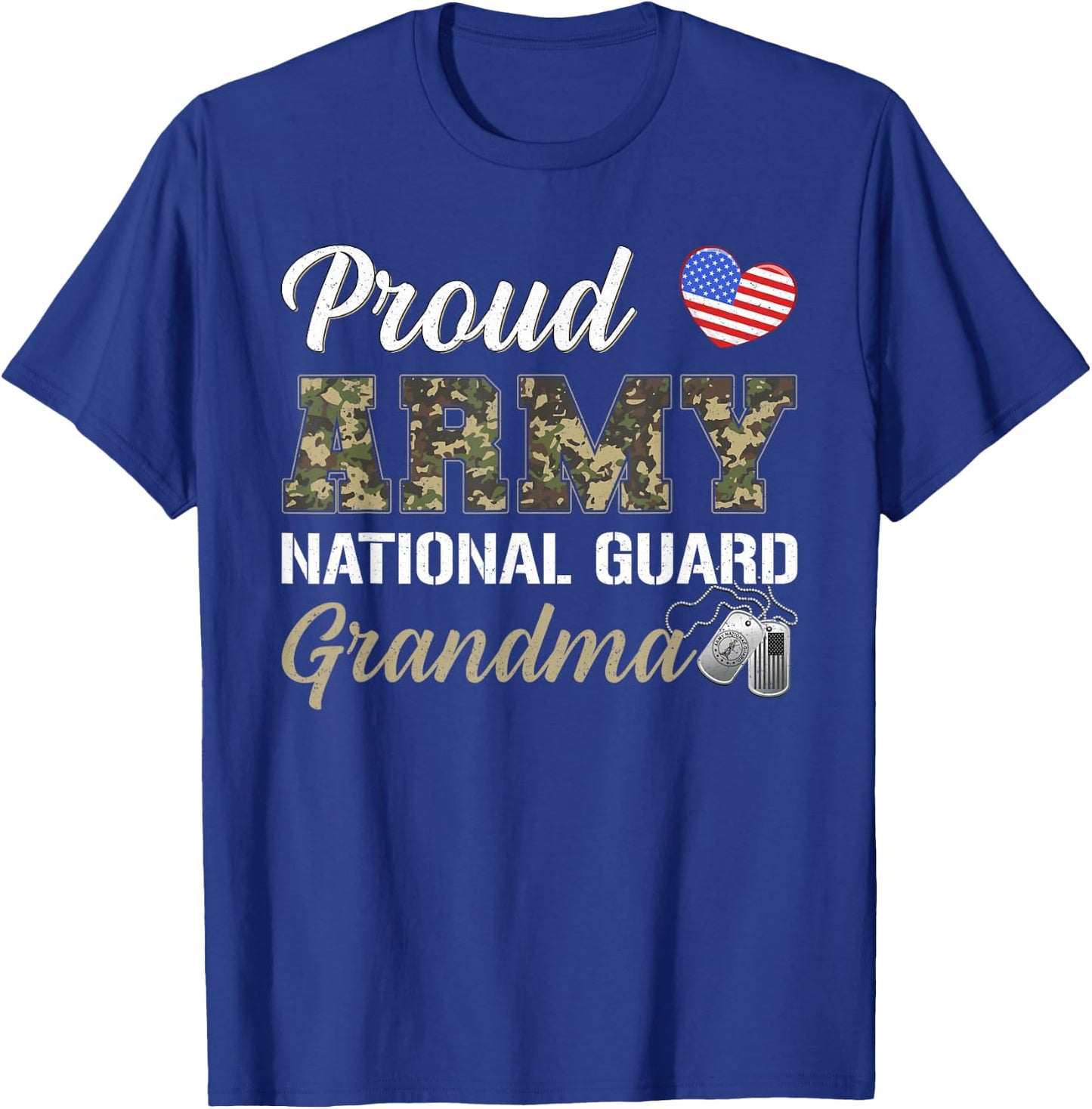 Proud Army National Guard Grandma Military Pride Costume T-Shirt - T-Shirt | Royal