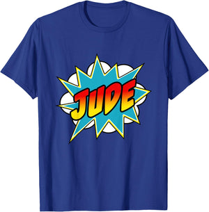 Kids Boys Jude Name Comic Book Superhero T-Shirt - T-Shirt | Royal