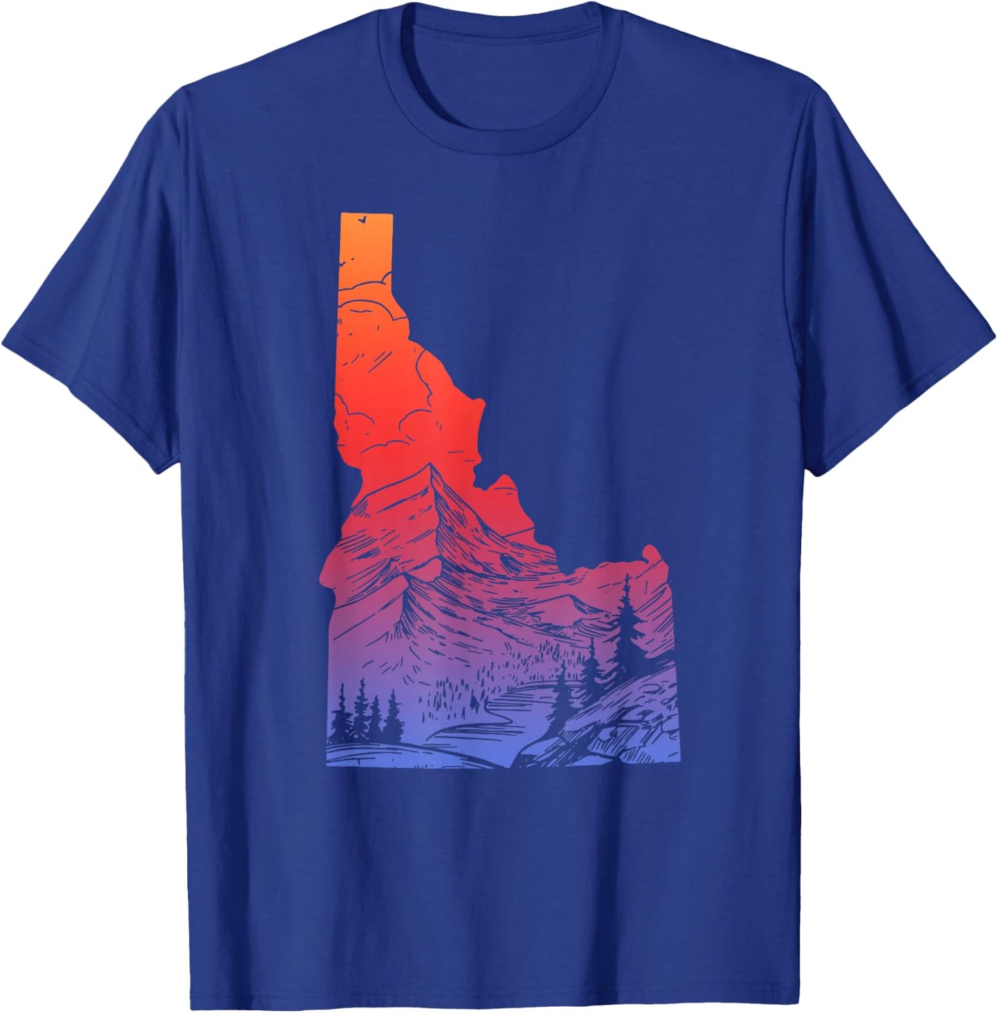 Idaho Mountains Pride State Map Hiking Camping Vintage T-Shirt - T-Shirt | Royal