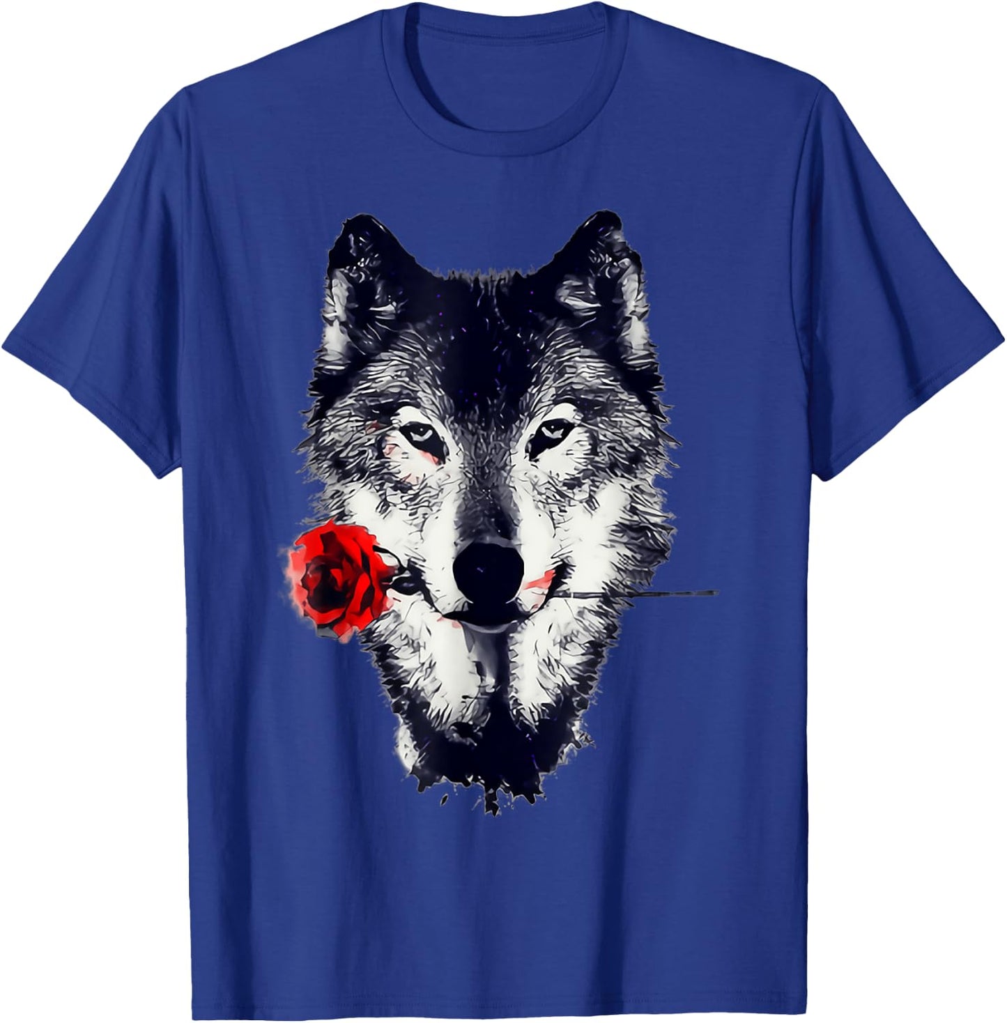 Wolf Rose Art Gift T-Shirt - T-Shirt | Royal