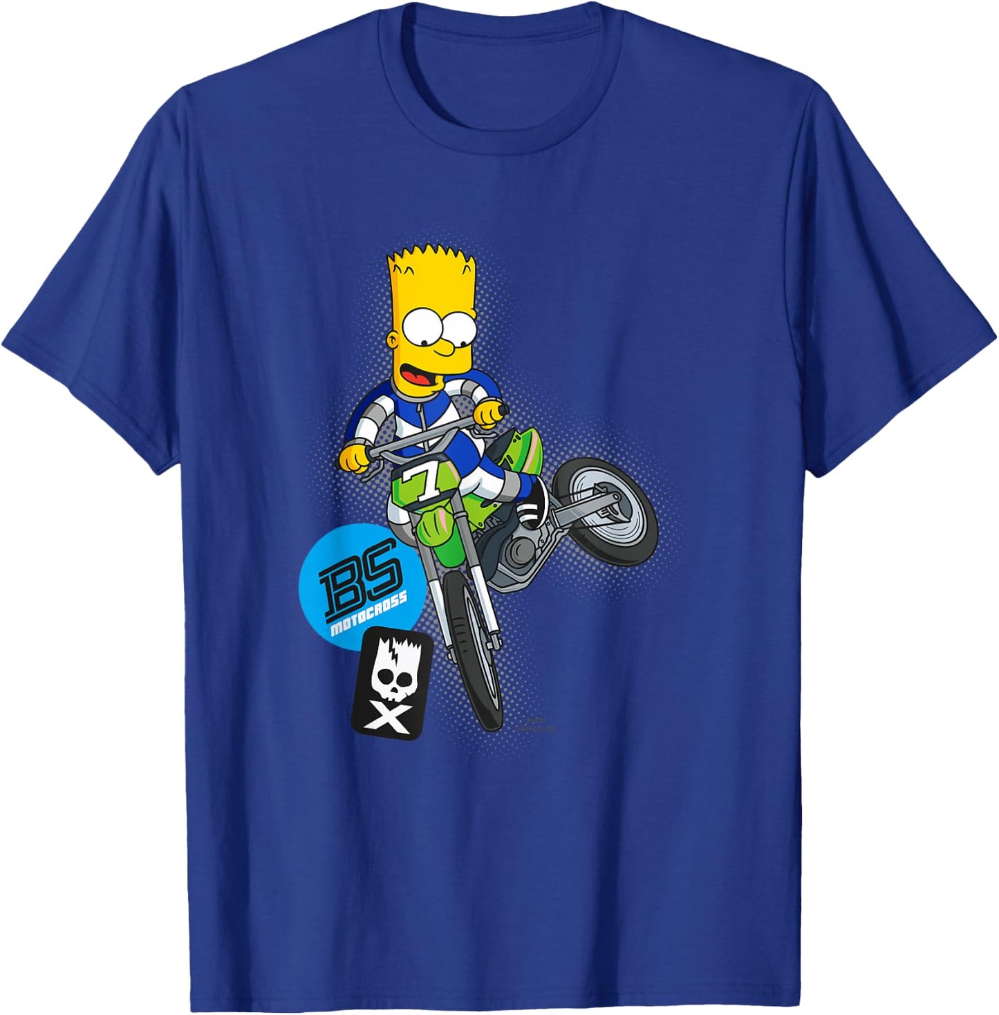 The Simpsons Bart Simpson BMX Motocross Racing C2 T-Shirt - T-Shirt | Royal