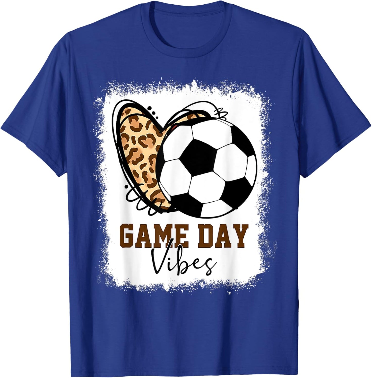 Bleached Soccer Game Day Vibes Soccer Mom Game Day Season T-Shirt - T-Shirt | Royal
