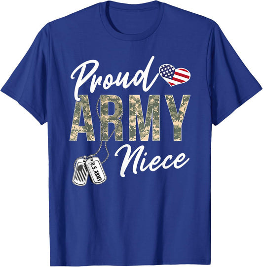 Proud Army Niece Army Graduation Niece US Army Niece Gifts T-Shirt - T-Shirt | Royal