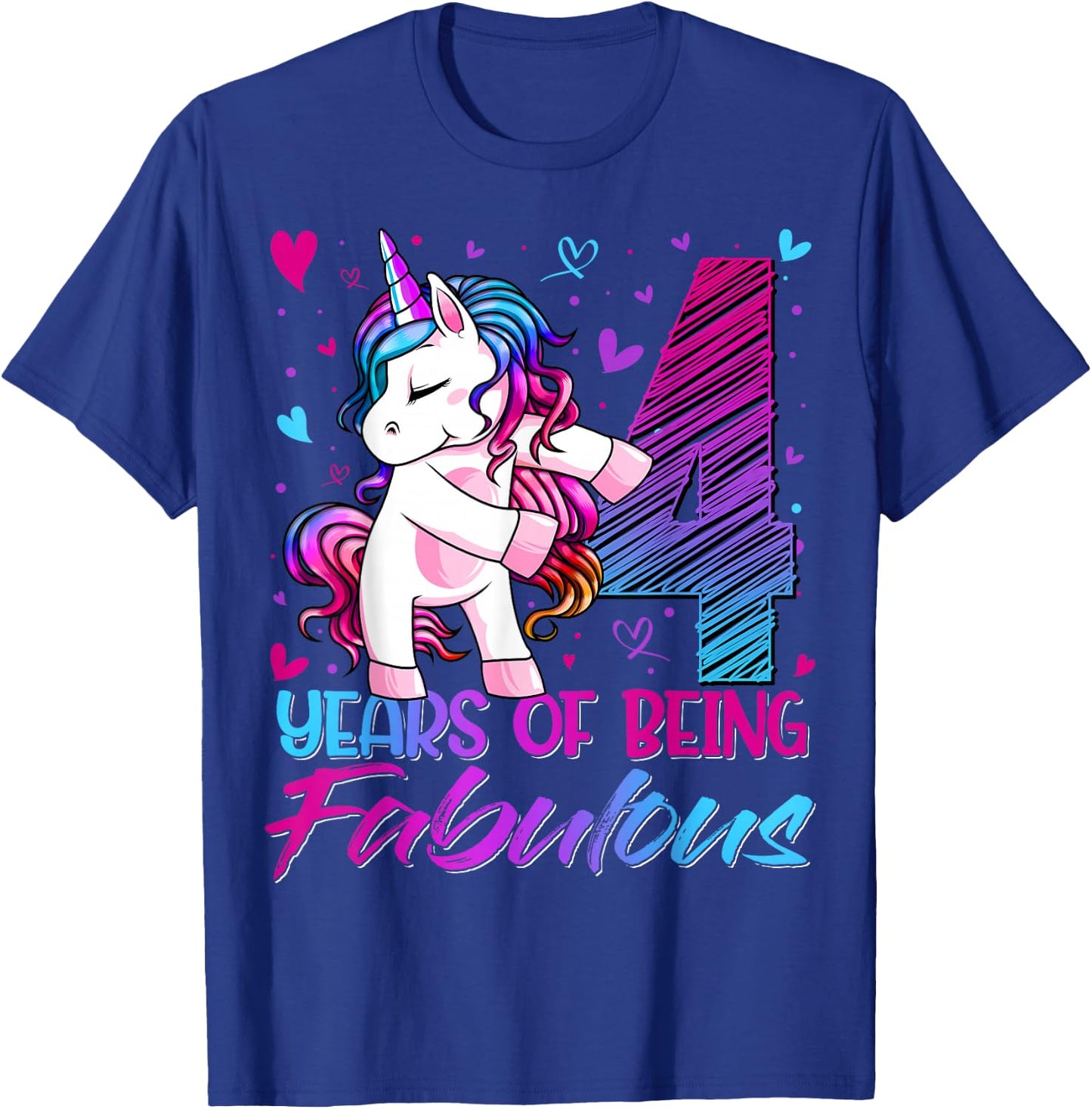 4 Year Old Gifts Unicorn Flossing 4th Birthday Girl Party T-Shirt - T-Shirt | Royal