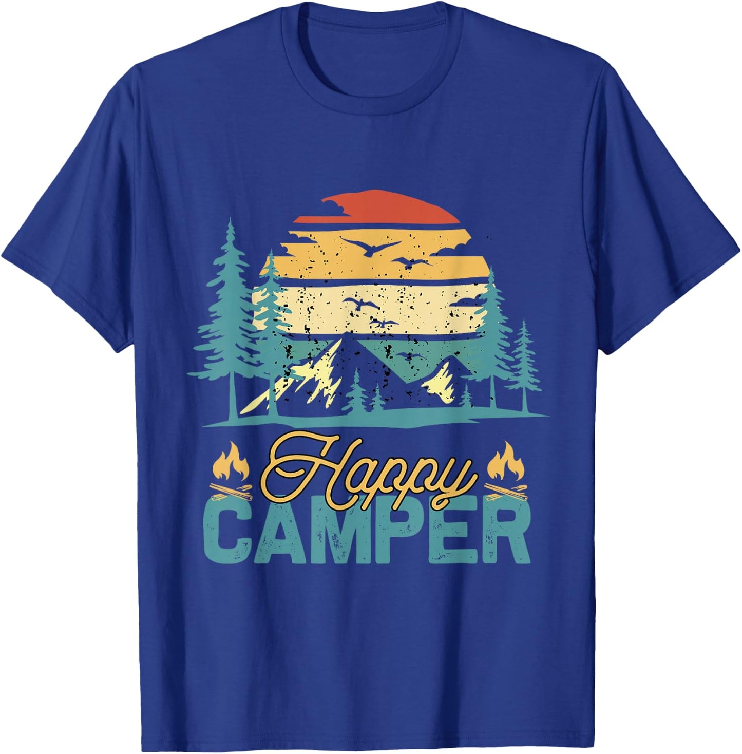 Happy Camper Retro Vintage Funny Matching Camping Crew Small T-Shirt - T-Shirt | Royal