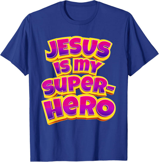 Jesus is My Superhero – Women & Girls Christian Faith Comic T-Shirt - T-Shirt | Royal