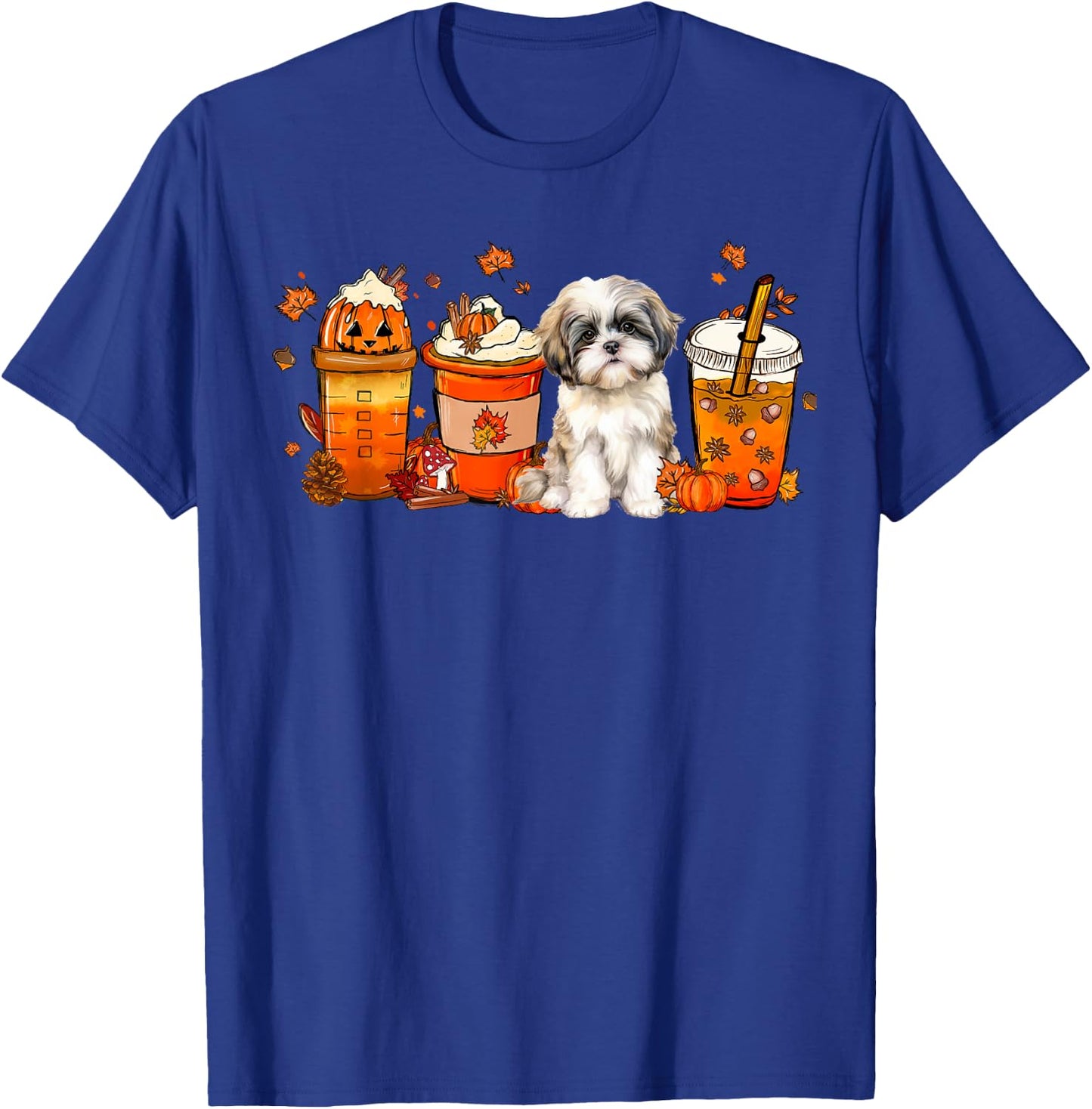 Fall Coffee Pumpkin Spice Fall Vibes Shih tzu Dog T-Shirt - T-Shirt | Royal