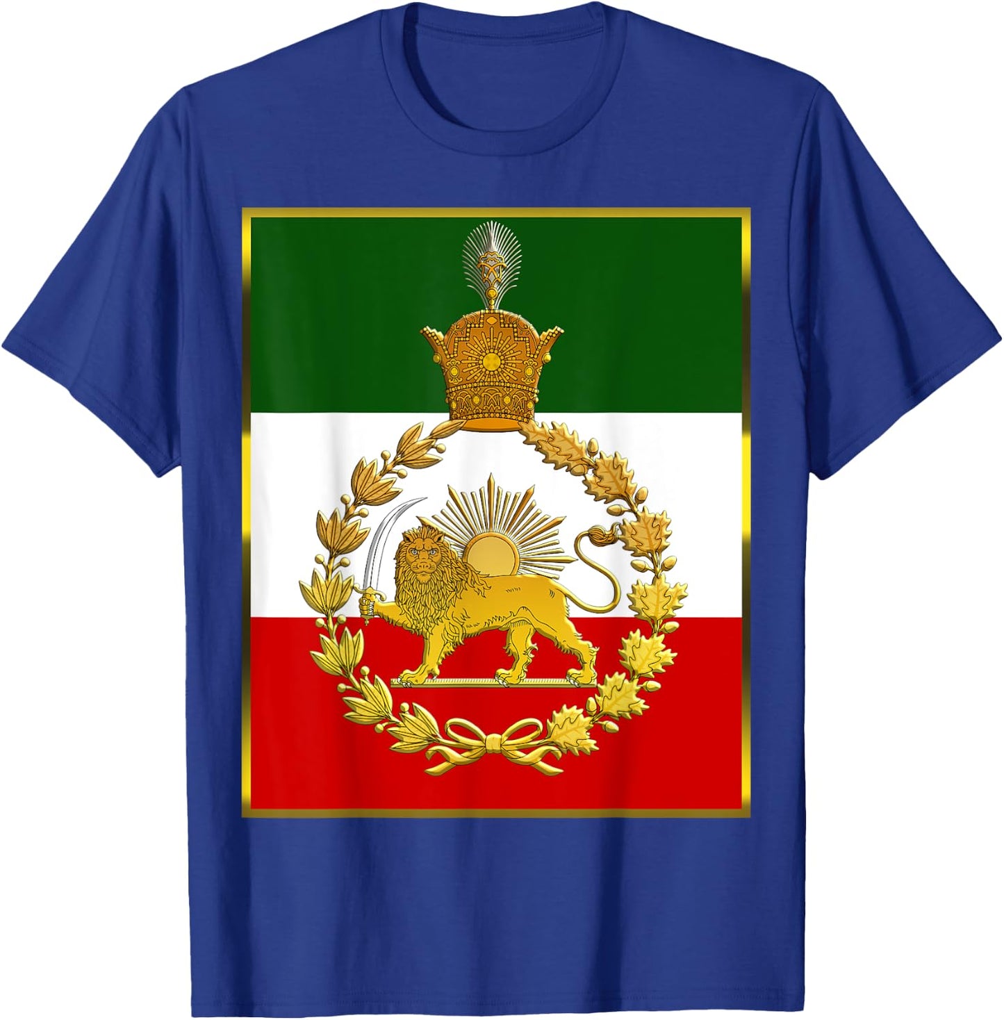 Iran's flag with a golden lion and sun T-Shirt - T-Shirt | Royal