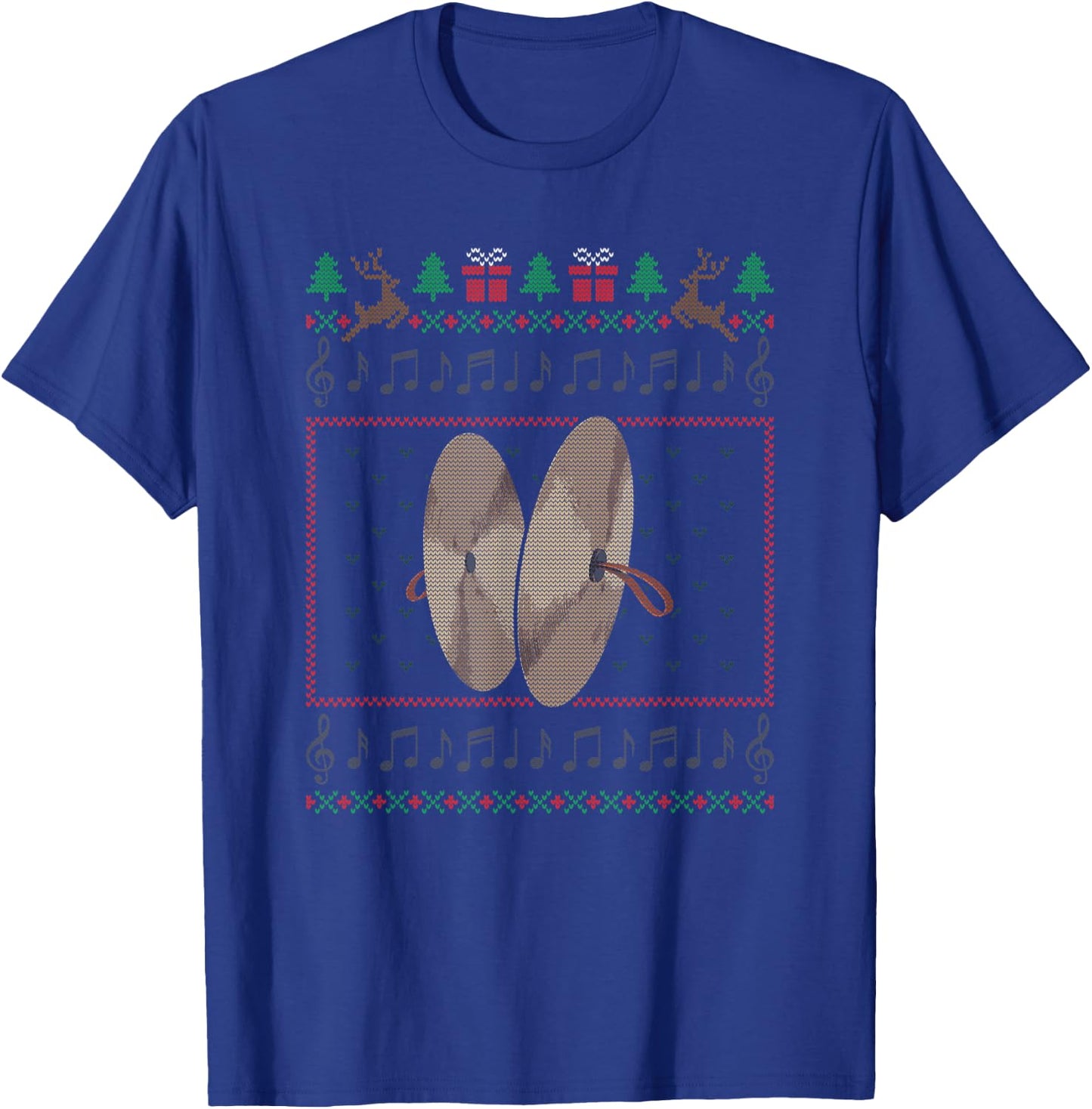 All I Want For Christmas Is A Cymbal Musician Ugly Sweater T-Shirt - T-Shirt | Royal