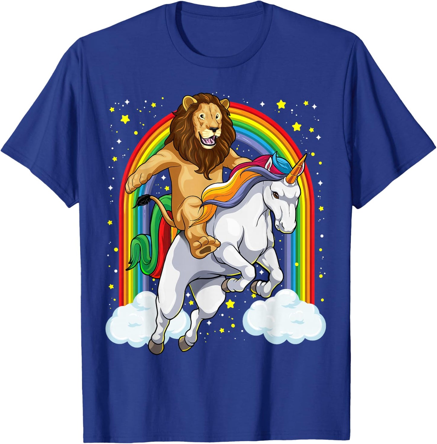 Lion Riding Unicorn Funny And Magical Lion Unicorn T-Shirt - T-Shirt | Royal