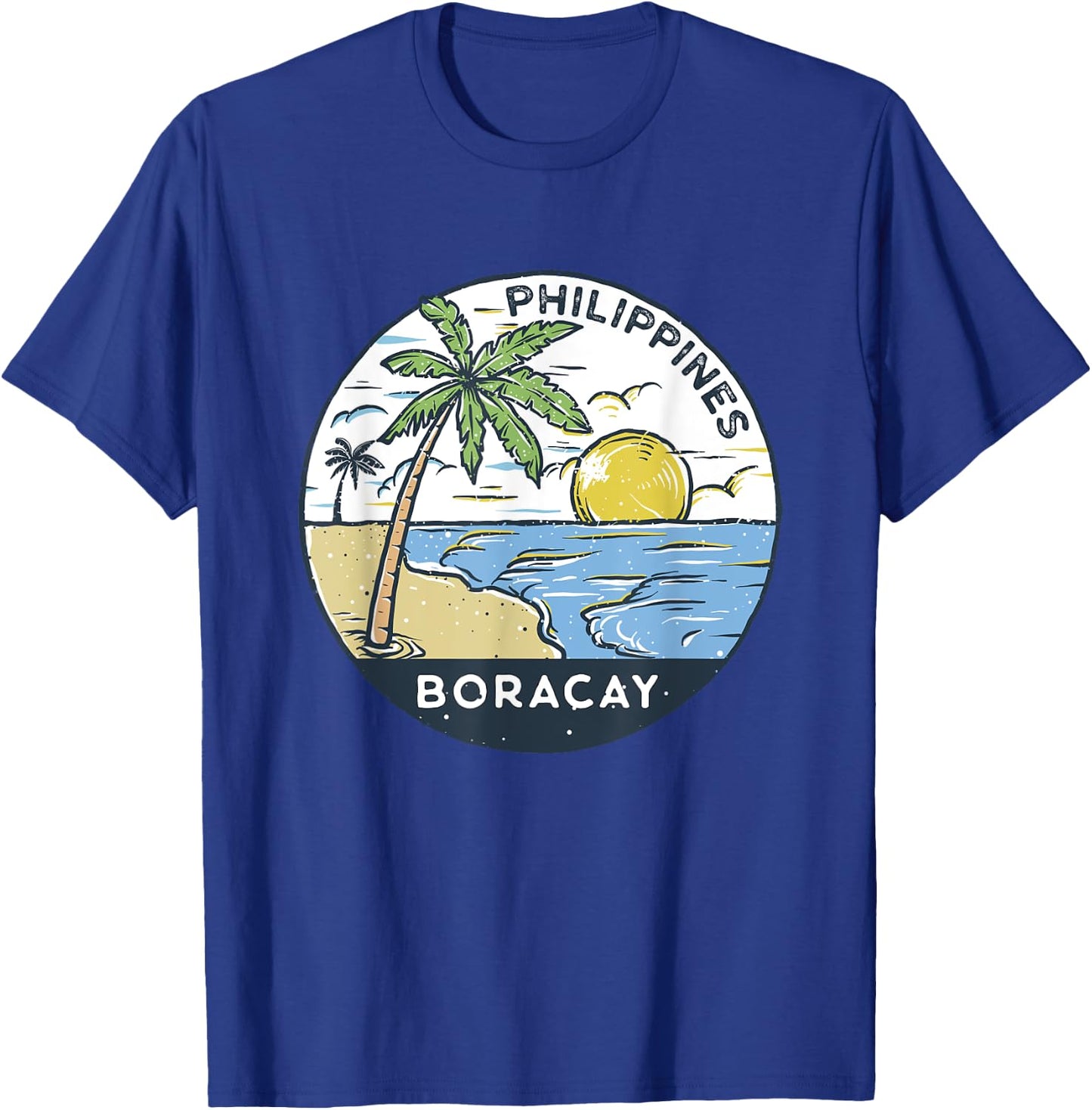 Boracay Philippines Illustrated Ocean Vintage T-Shirt - T-Shirt | Royal