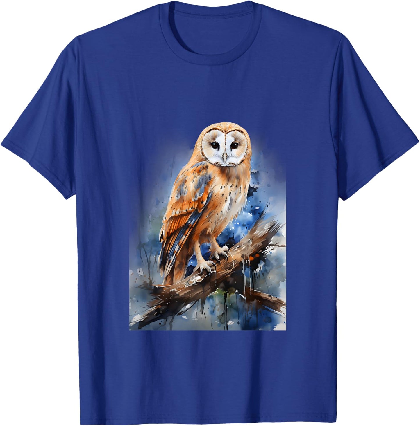 Barn Owl Gift Realistic Nature Trees Volatile T-Shirt - T-Shirt | Royal