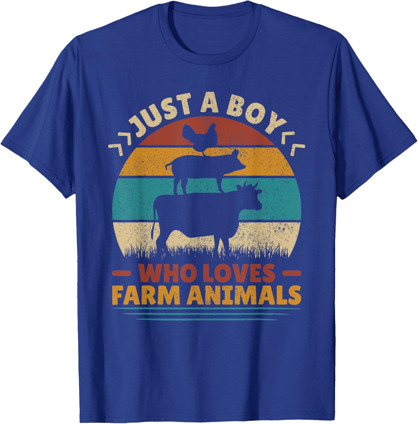 Just A Boy Who Loves Farm Animals Lover Funny Men Farmer Boy T-Shirt - T-Shirt | Royal