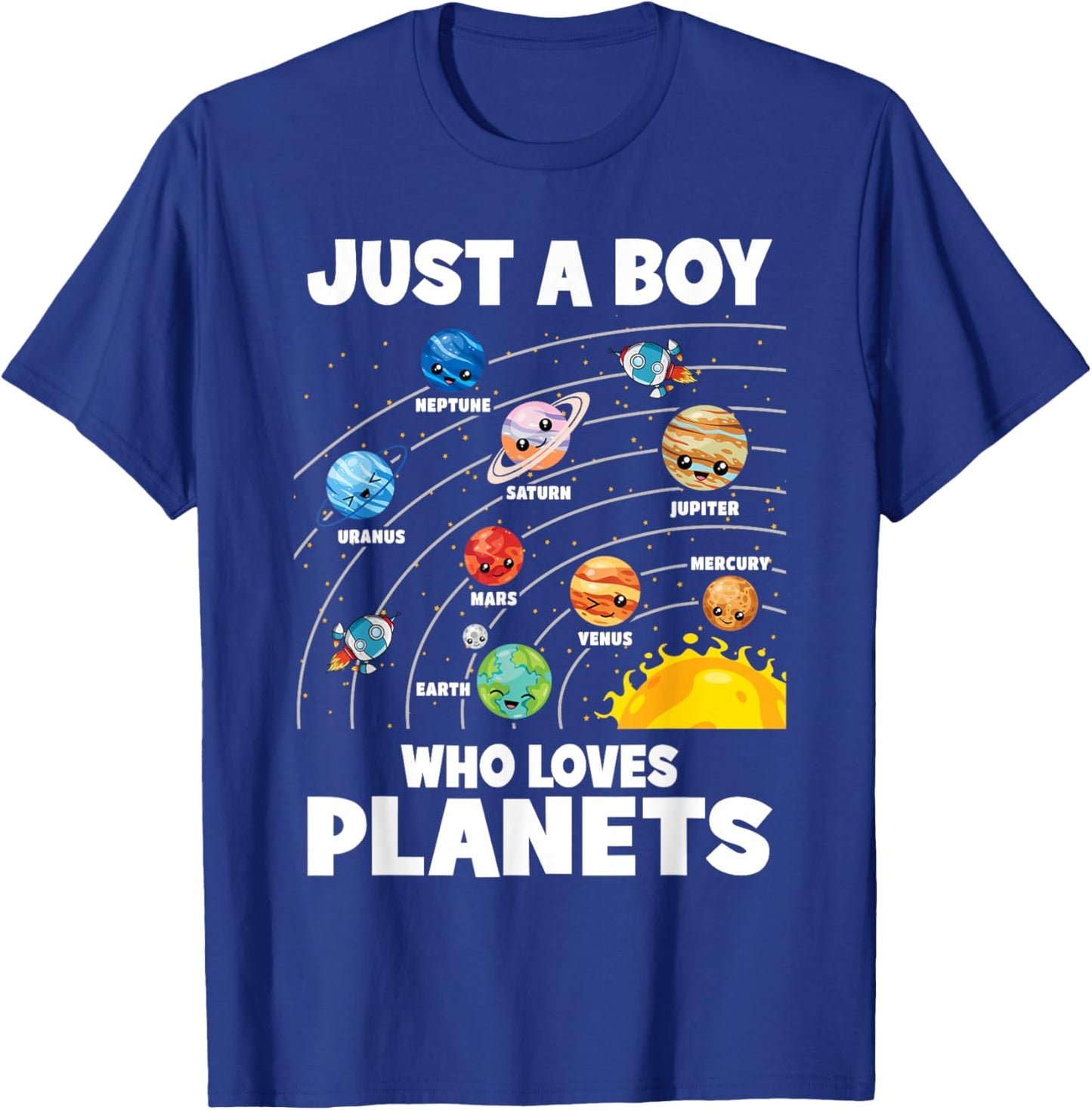 Just A Boy Who Loves Planets Solar System Astronomy Space T-Shirt - T-Shirt | Royal