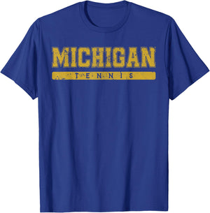Michigan Tennis Yellow Vintage Text T-Shirt - T-Shirt | Royal