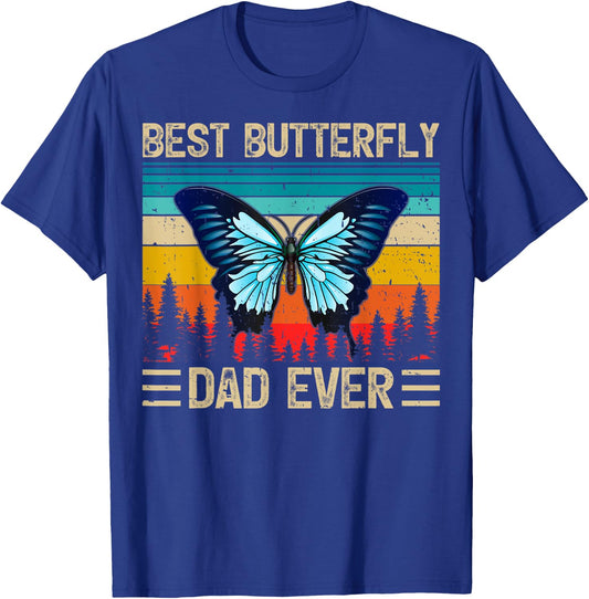 Butterfly Vintage Funny Best Butterfly Dad Ever Father's Day T-Shirt - T-Shirt | Royal