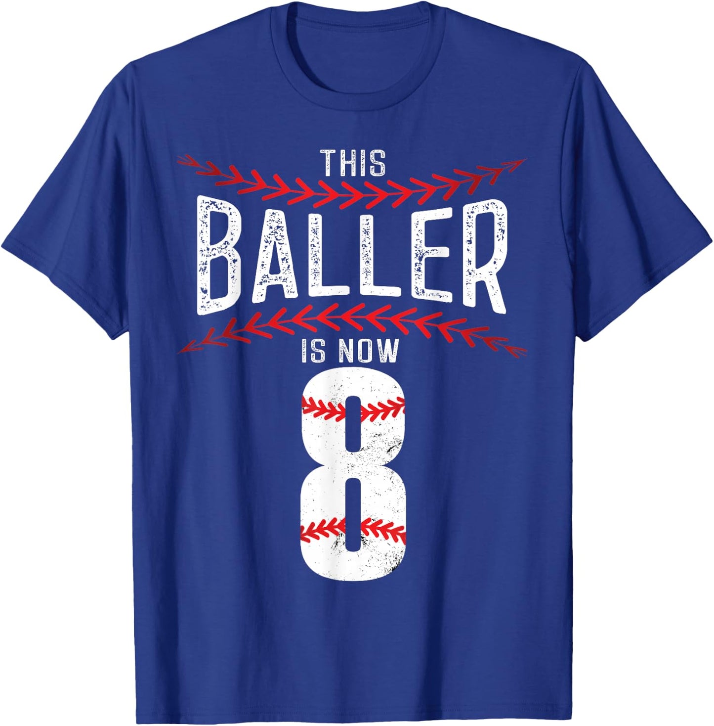 This Baller is now 8 Boy Baseball Birthday Party T-Shirt - T-Shirt | Royal