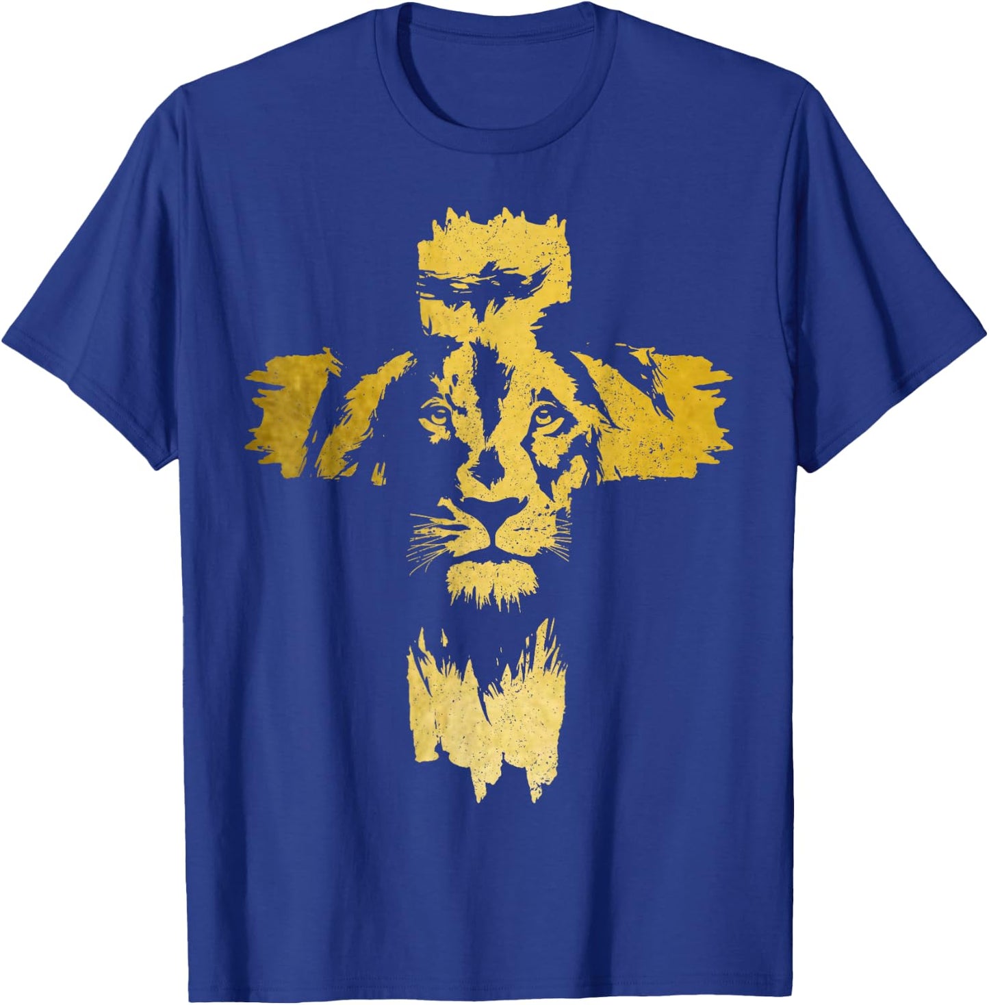 Christian Lion Cross Bible Jesus Religious T-Shirt - T-Shirt | Royal