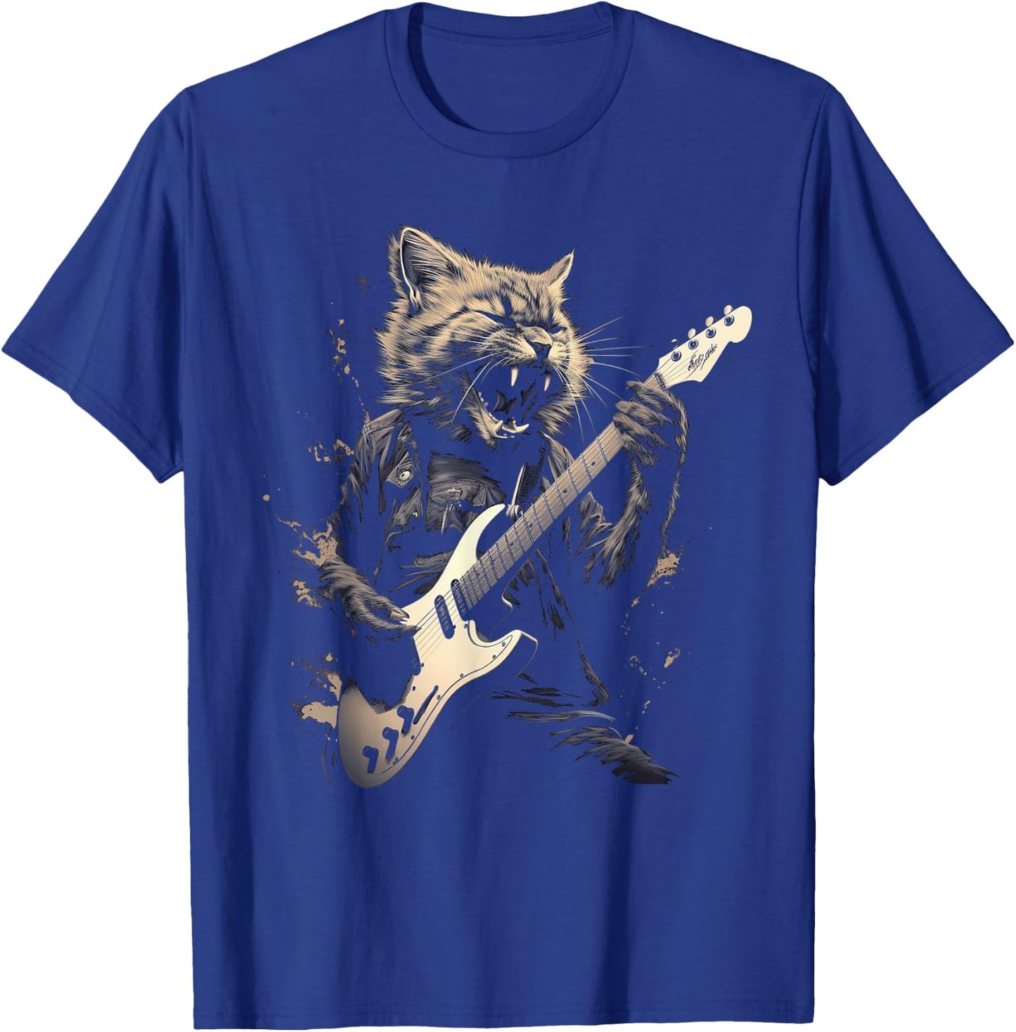 Cat Playing Bass Guitar Guitarist Rocker cool Men Women Kids T-Shirt - T-Shirt | Royal