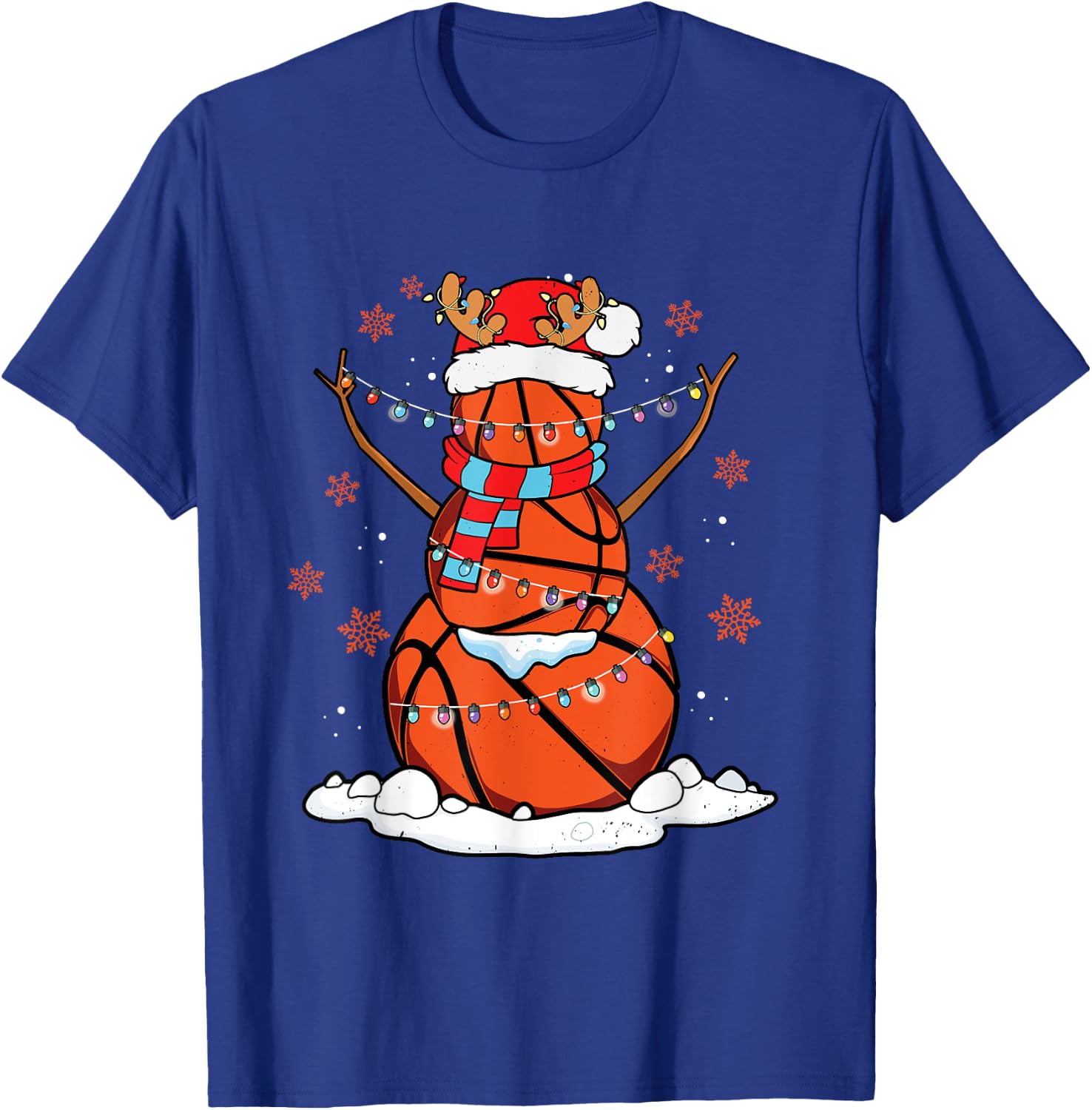 Christmas Basketball Players Team Sports Fan Coach Holiday T-Shirt - T-Shirt | Royal