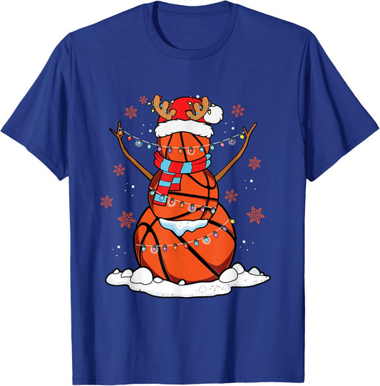 Christmas Basketball Players Team Sports Fan Coach Holiday T-Shirt - T-Shirt | Royal