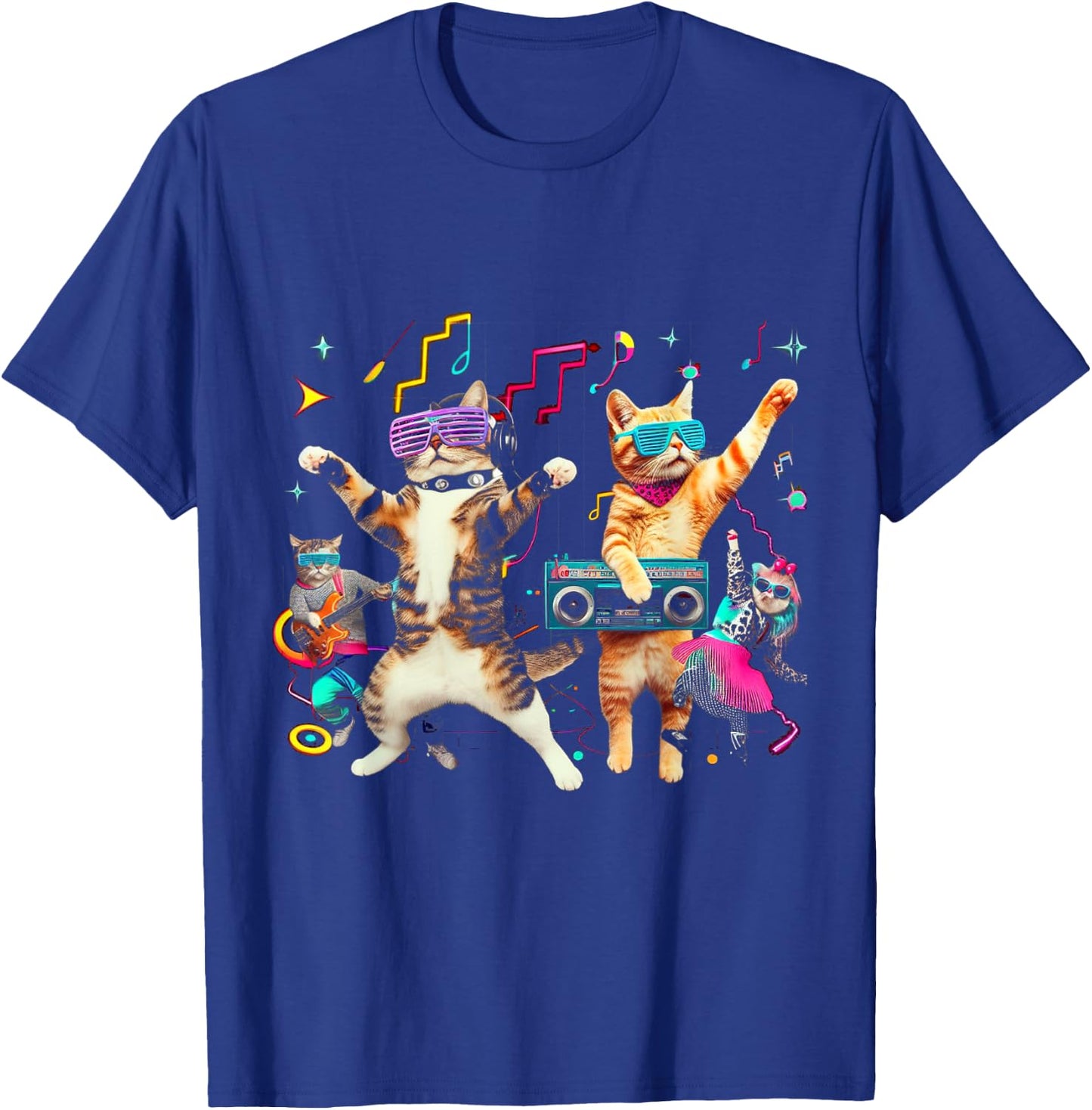 Funny Cats Dancing in a Retro Disco T-Shirt - T-Shirt | Royal