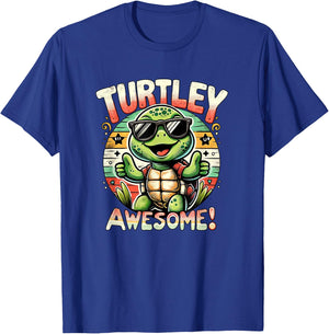 Turtley Awesome Kid's & Toddler's Funny Themed Cool Turtle T-Shirt - T-Shirt | Royal
