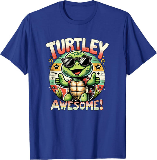 Turtley Awesome Kid's & Toddler's Funny Themed Cool Turtle T-Shirt - T-Shirt | Royal