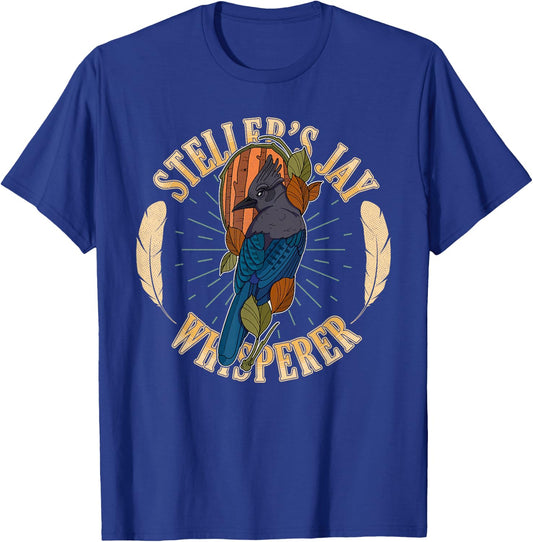 Steller’s jay wing birding birdwatching outdoor garden T-Shirt - T-Shirt | Royal