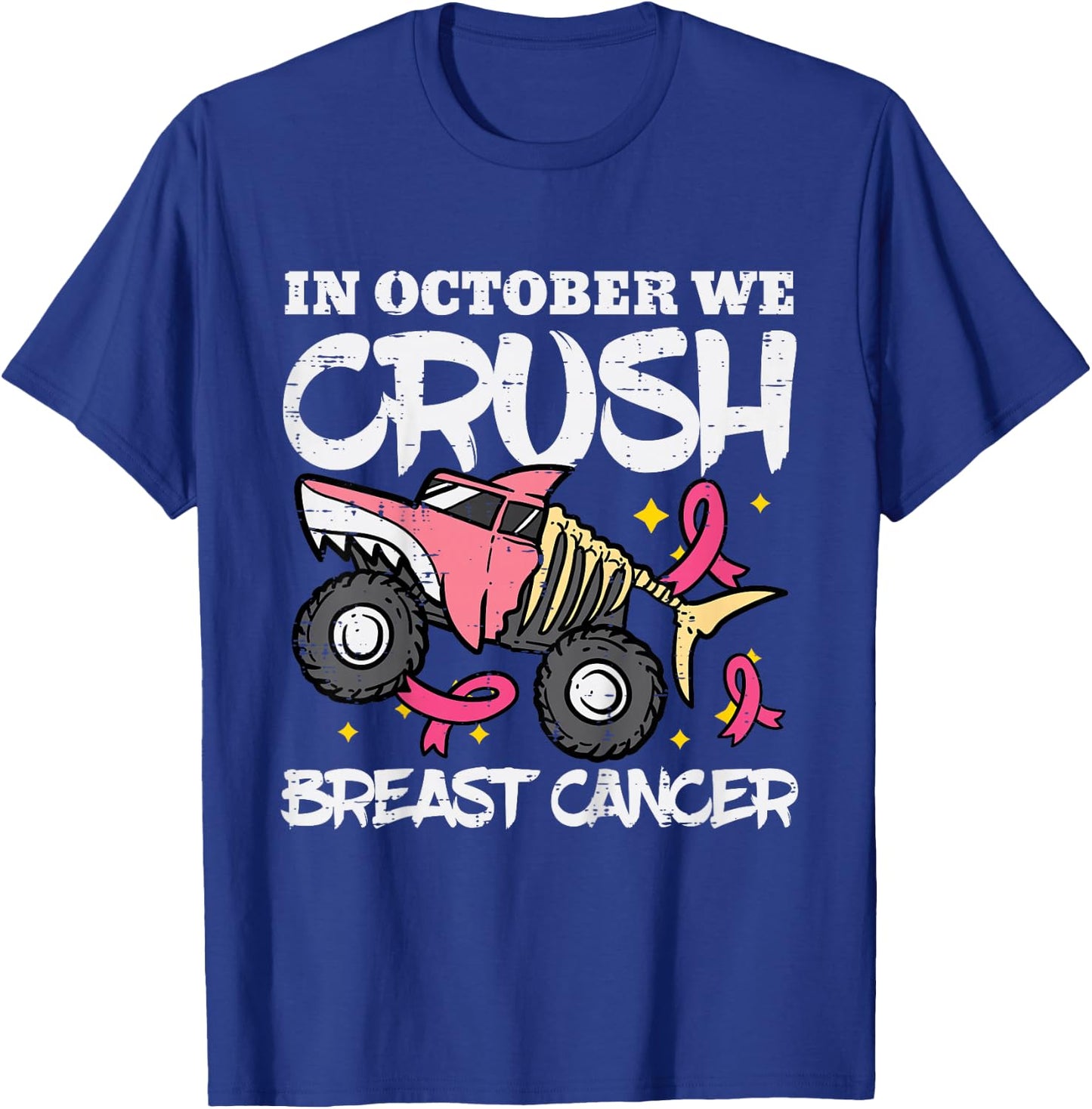 October Monster Truck Breast Cancer Halloween Toddler Boy T-Shirt - T-Shirt | Royal