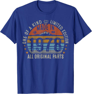 47th Birthday Gifts Men Women Vintage 1978 Original Parts T-Shirt - T-Shirt | Royal