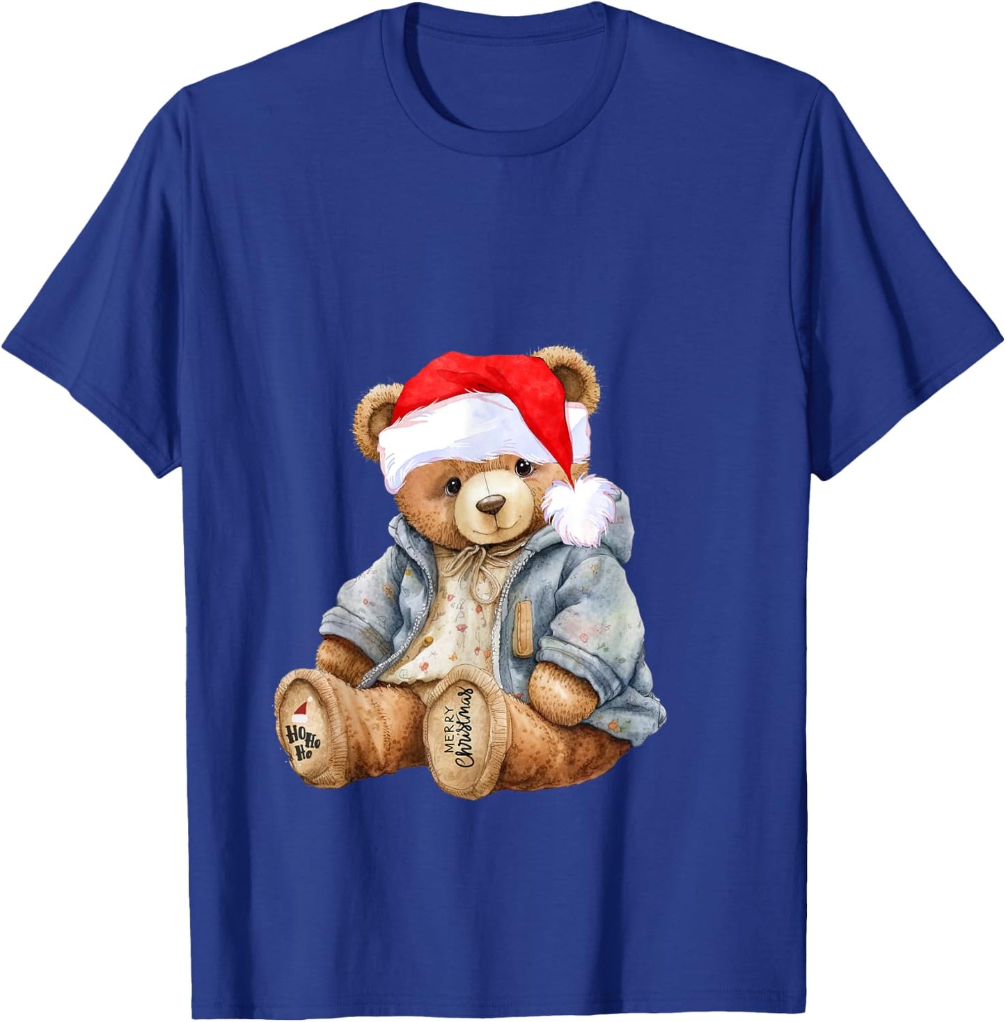 Sweet teddy bear Santa hat merry christmas T-Shirt - T-Shirt | Royal