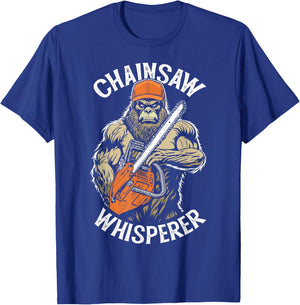 Grandio Design Funny Lumberjack Bigfoot Chainsaw Whisperer Sasquatch Logger - Black, -Adults, Short Sleeve, Classic Fit, Pull On, Letter Print T-Shirt - T-Shirt | Royal