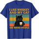 I Like Whiskey My Cat and Maybe 3 People Funny Cat Lovers T-Shirt - T-Shirt | Royal