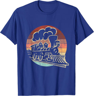 Retro Vintage Model Train - Railroad Locomotive Lover Trains T-Shirt - T-Shirt | Royal