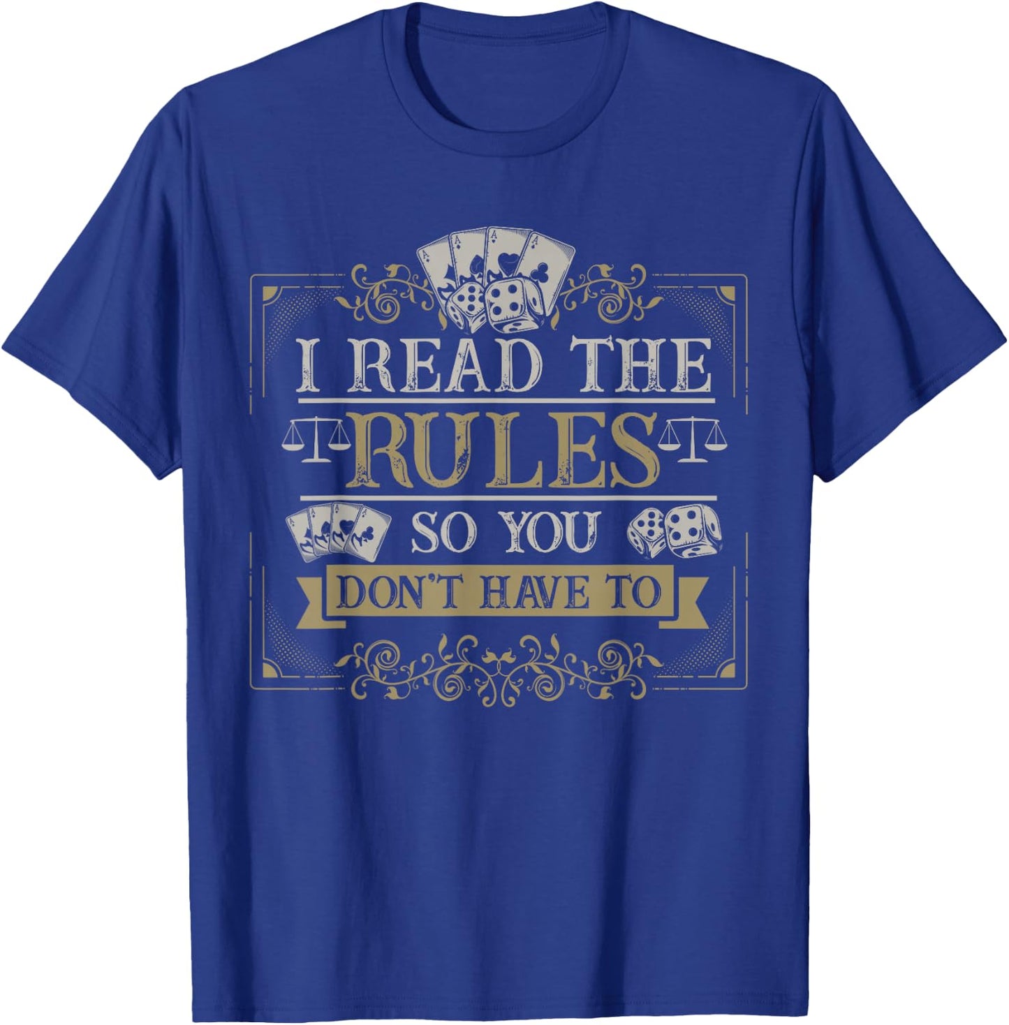 Board Games Vintage Game Night Men Women I Read The Rules T-Shirt - T-Shirt | Royal