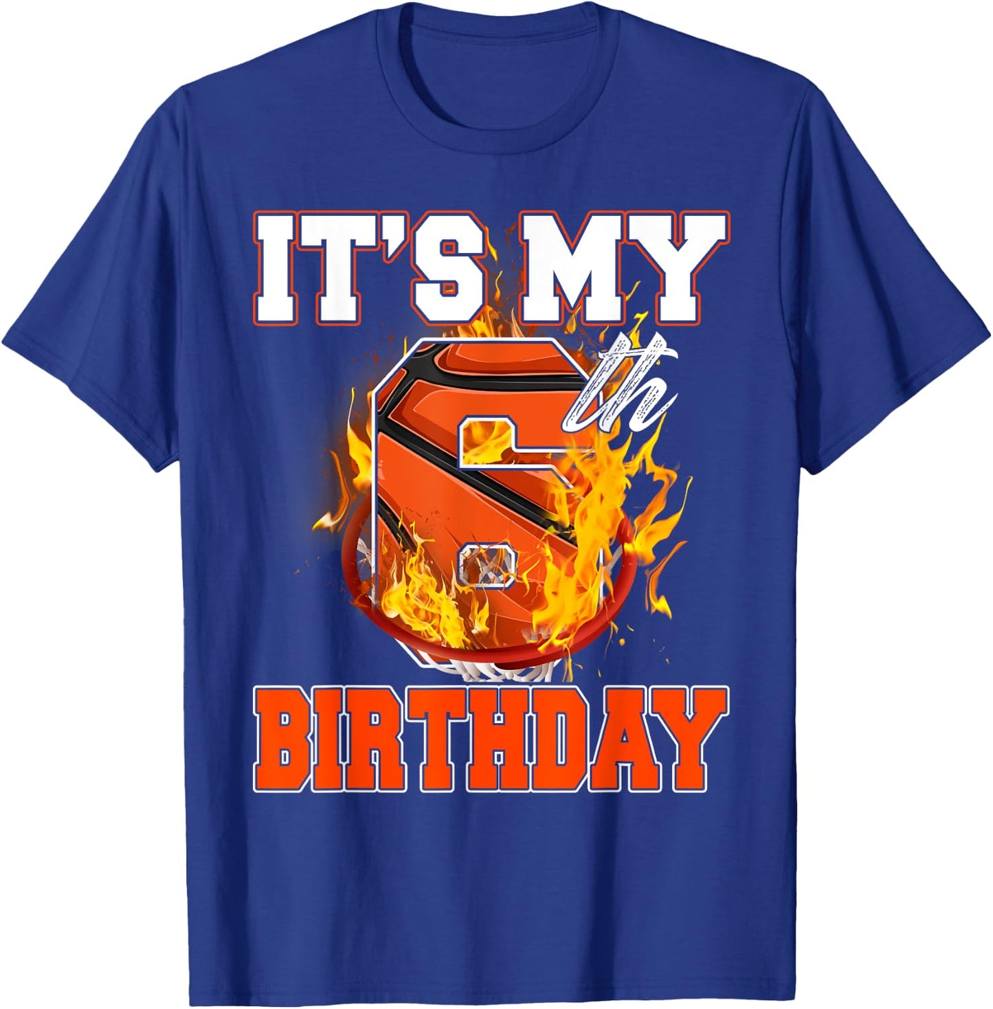 Funny It's My 6th Birthday 6 Years Old Basketball Ball Boy T-Shirt - T-Shirt | Royal