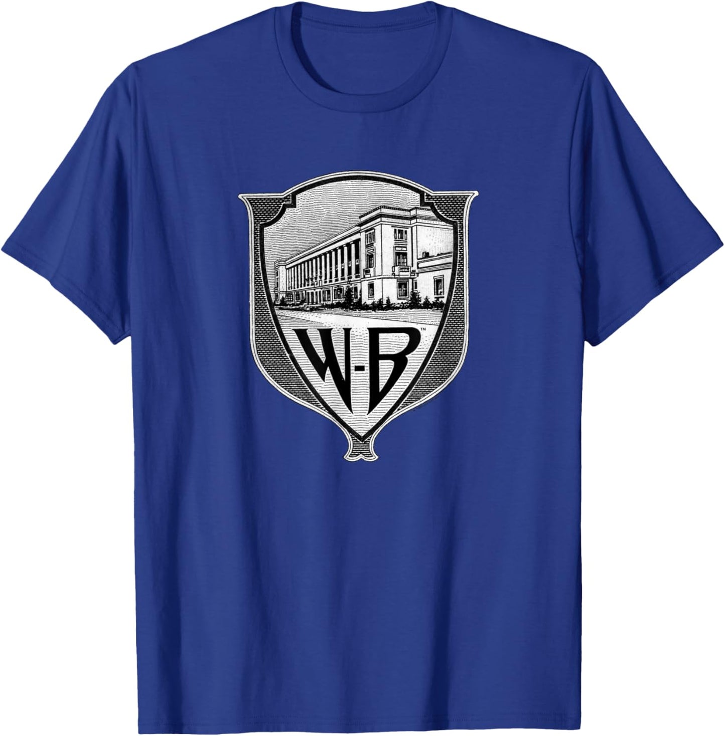 WB100 Vintage Warner Bros. Movie Studio Badge Logo T-Shirt - T-Shirt | Royal