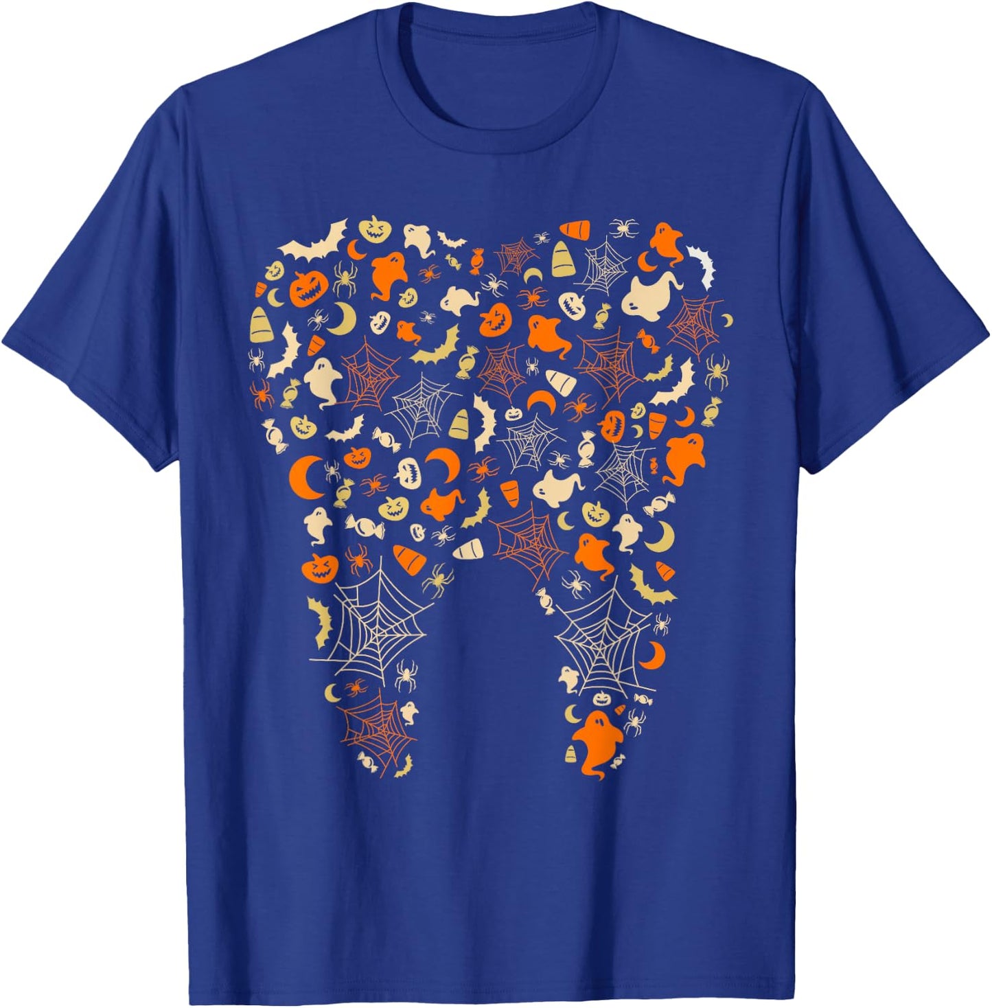 Ghosts & Pumpkins Spider Webs Tooth Dental Squad Halloween T-Shirt - T-Shirt | Royal