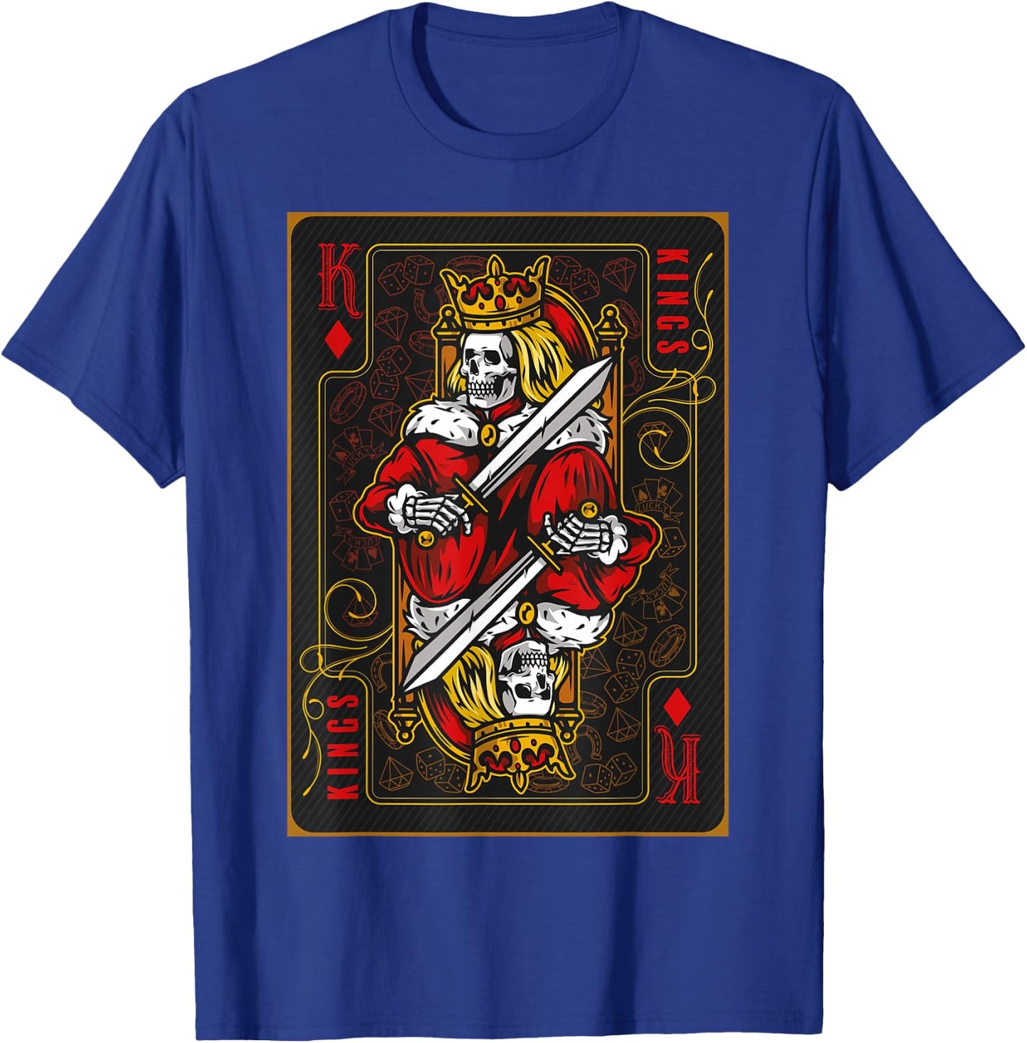 Funny Poker Player Shirts King of Diamonds Black -Adults Classic Fit Short Sleeve Small T-Shirt - T-Shirt | Royal
