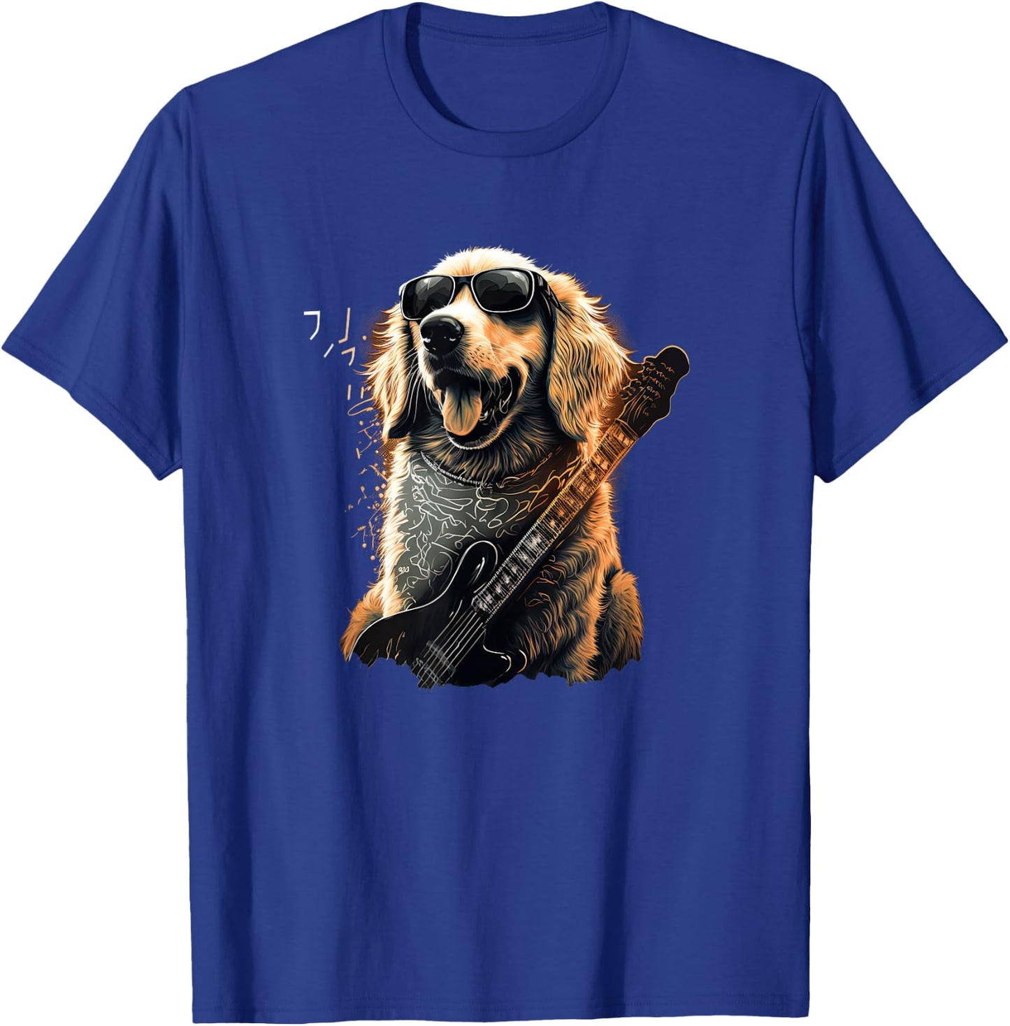 Funny Golden Retriever Rock & Roll music guitar T-Shirt - T-Shirt | Royal