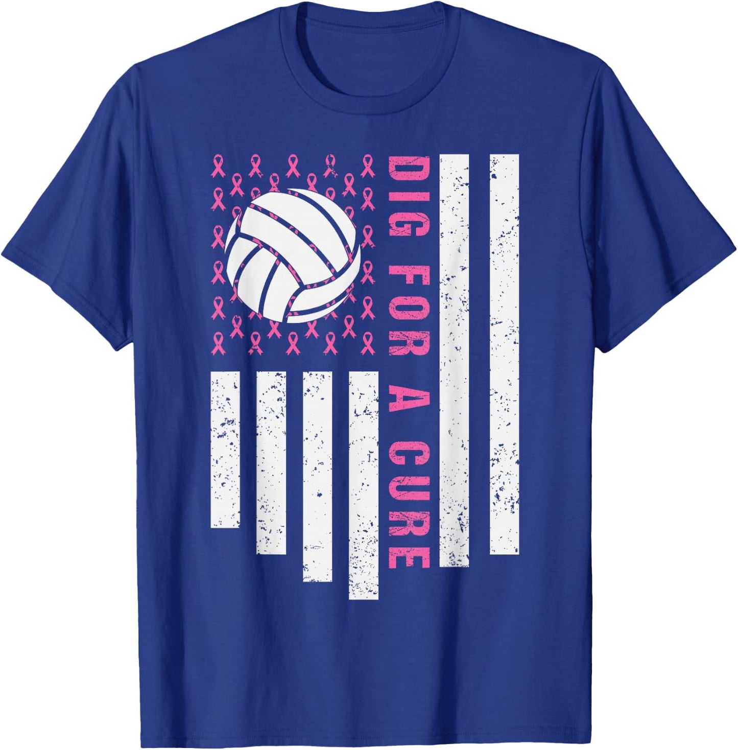 Dig For A Cure Breast Cancer Awareness Volleyball Pink Out T-Shirt - T-Shirt | Royal